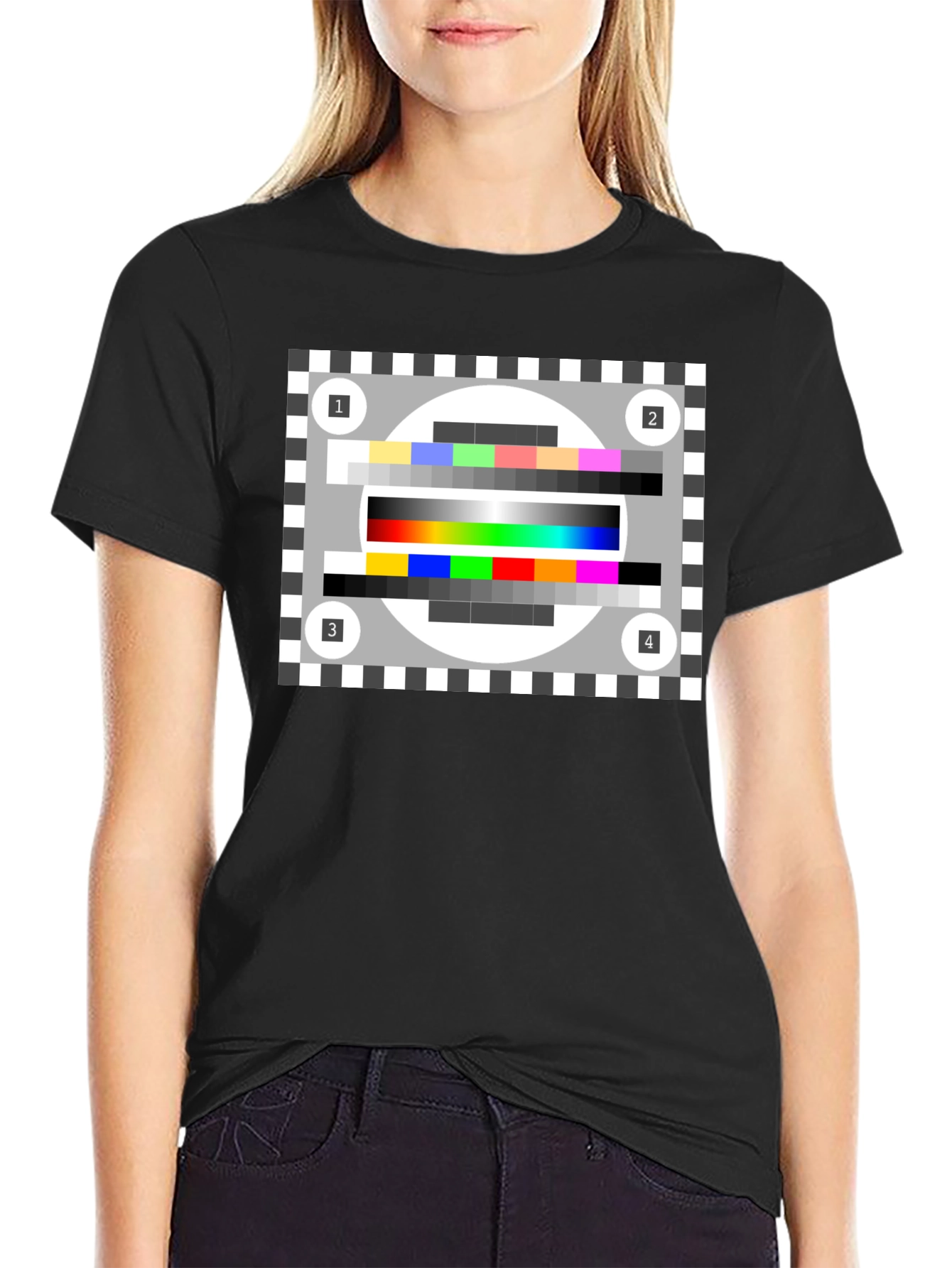Black TV Test Pattern Black Tee - Stay Tuned! view 2