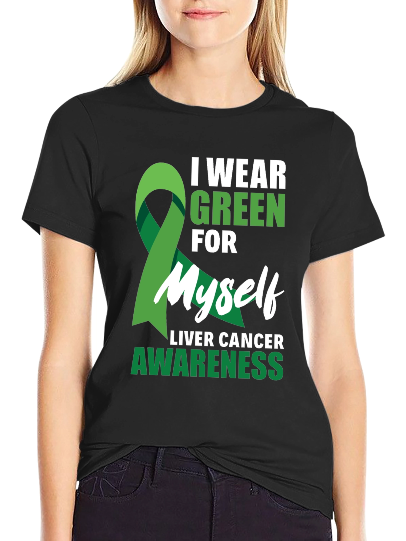 Green Ribbon Liver Cancer Awareness T-Shirt - 2