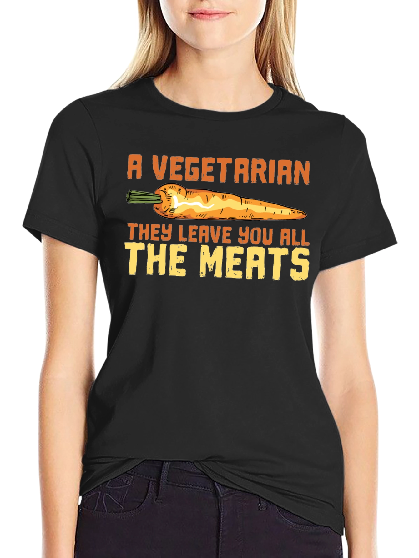 Black Vegetarian All The Meats Funny T-Shirt view 2