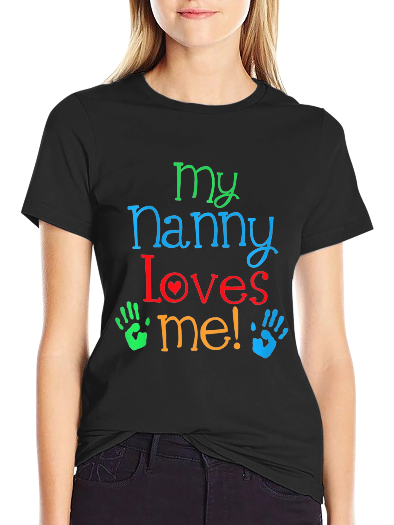 Black My Nanny Loves Me! Black T-Shirt view 2