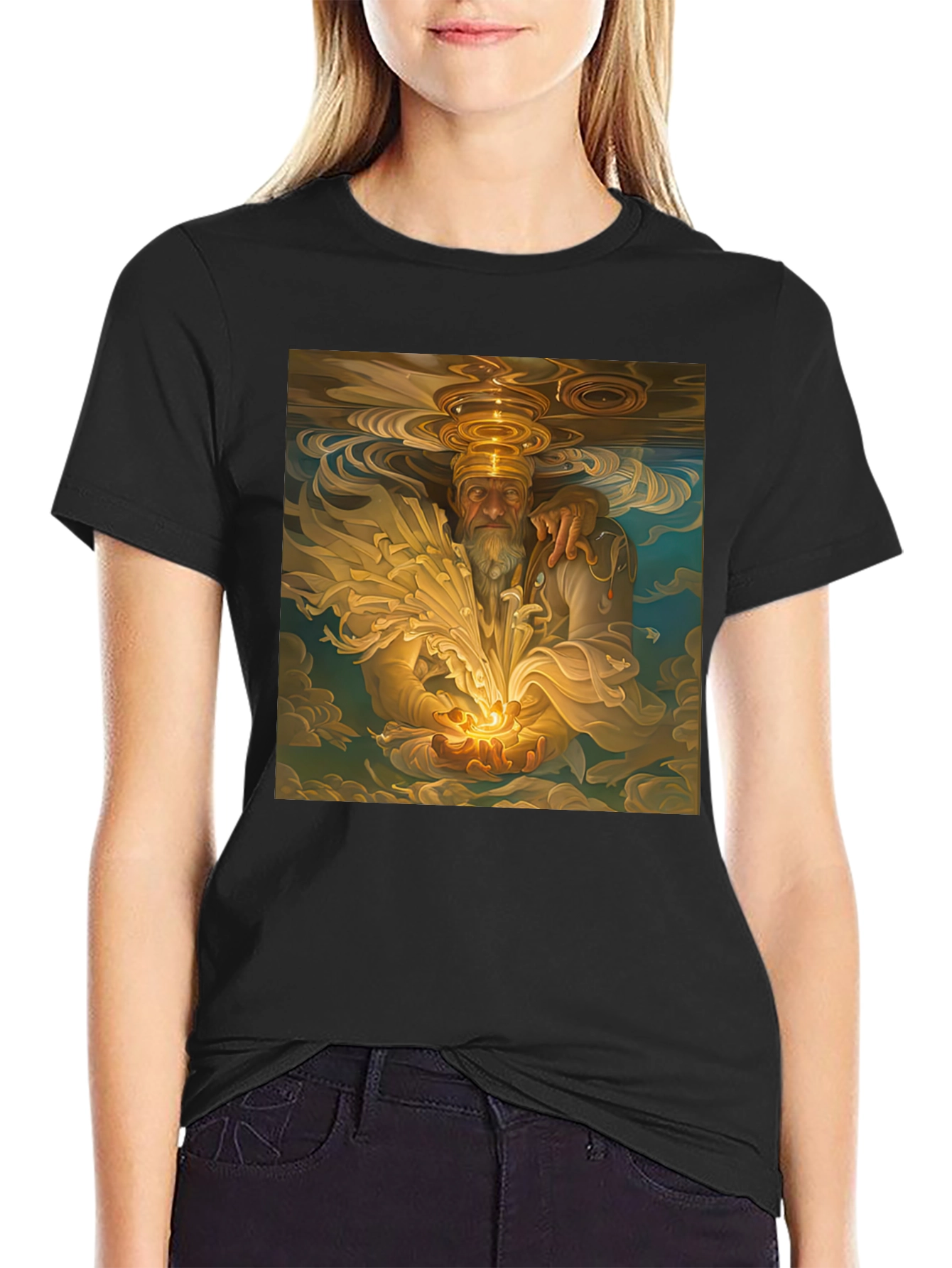 Black Wizard Graphic Print Tee - Soft Black Cotton view 2