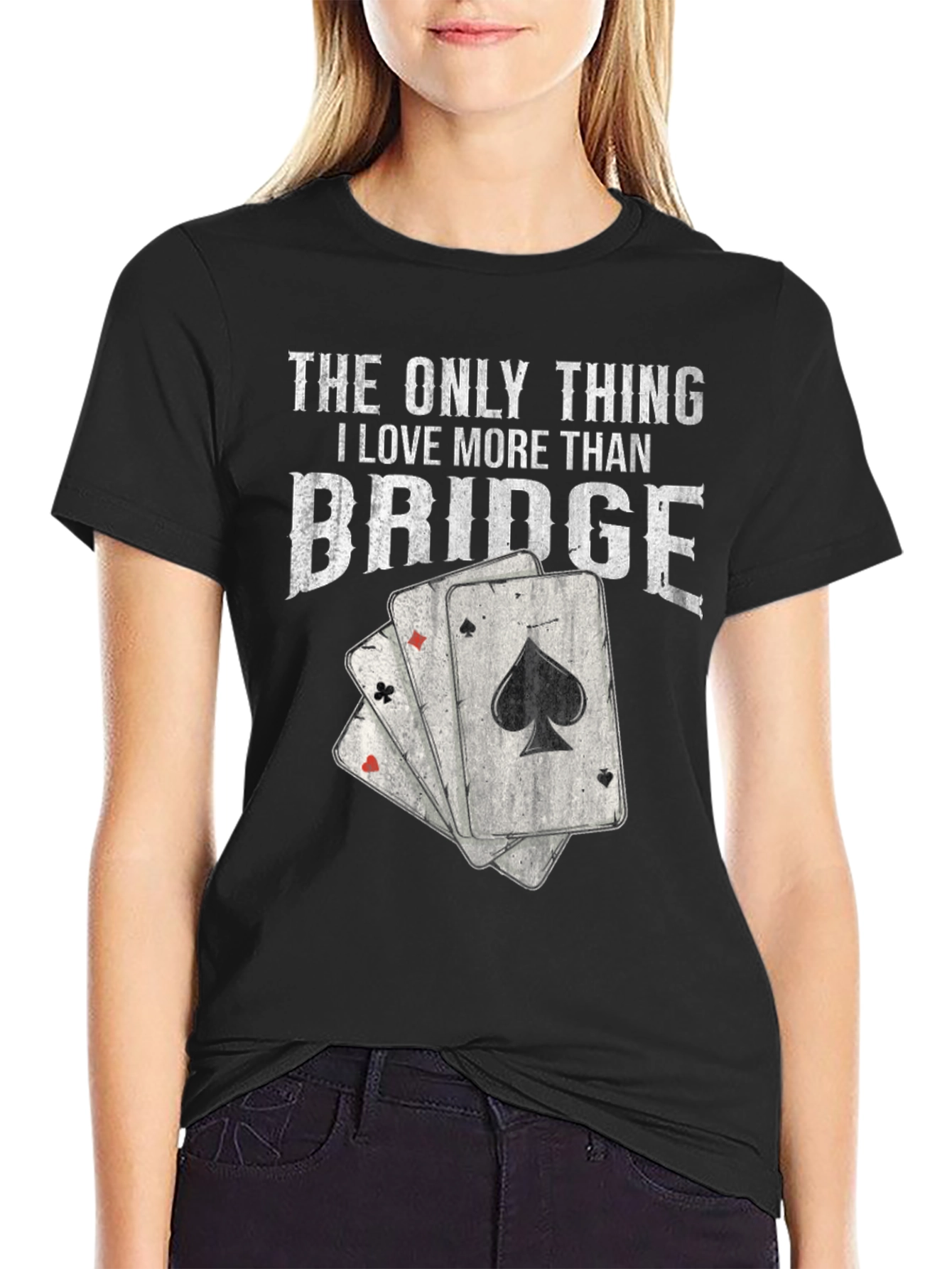 Black Bridge Lover T-Shirt - Playing Card Graphic Tee view 2