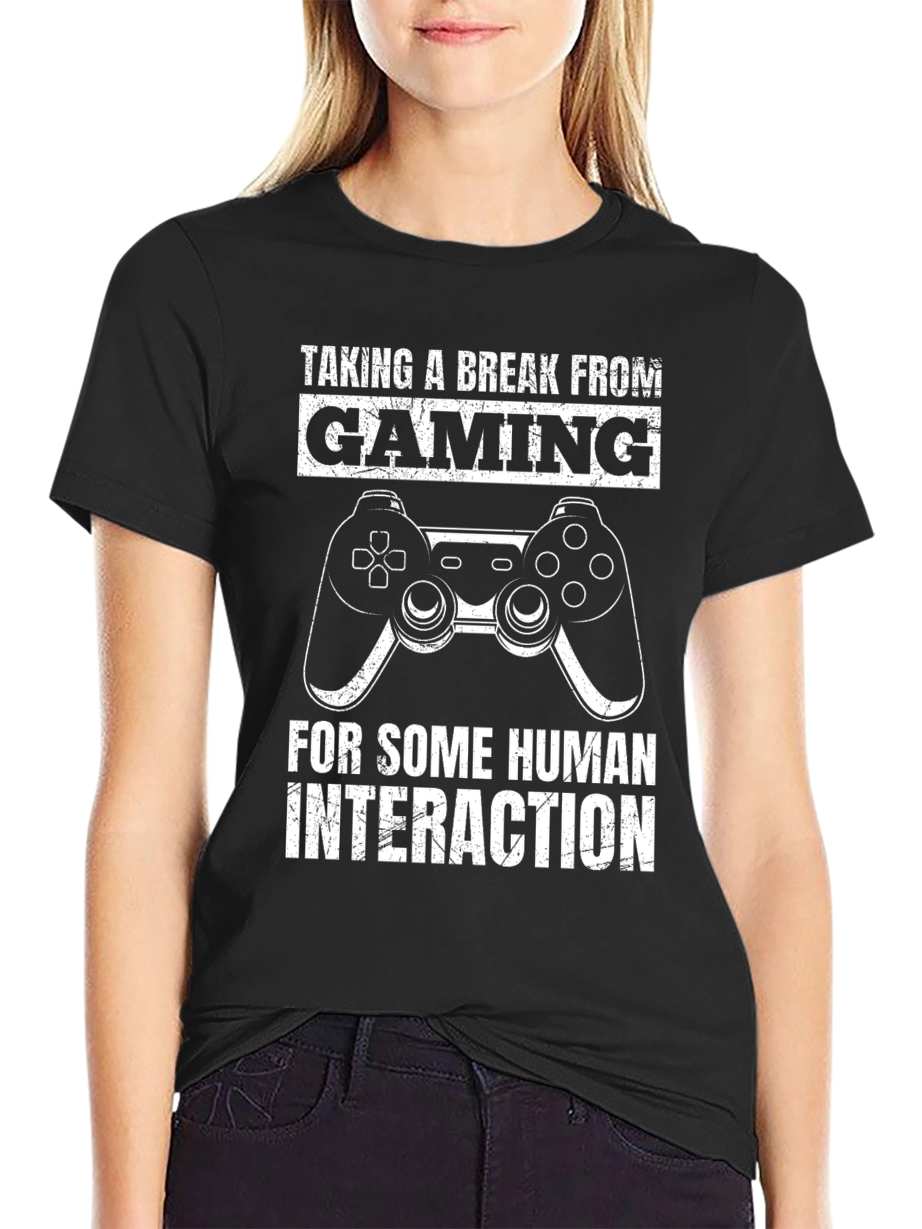 Black Gaming Break T-Shirt - Human Interaction Tee view 2