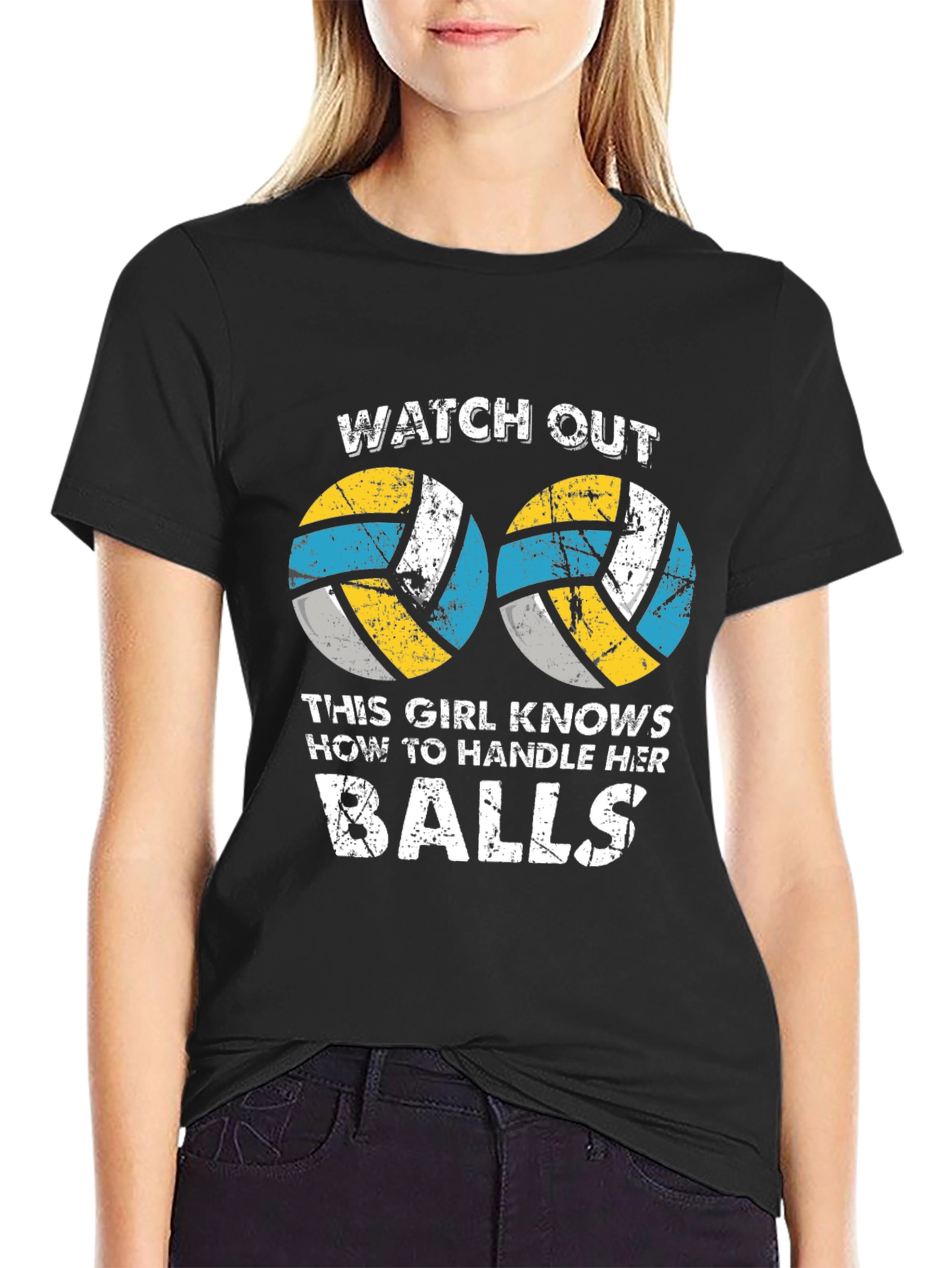 Black Funny Volleyball Graphic T-Shirt view 2