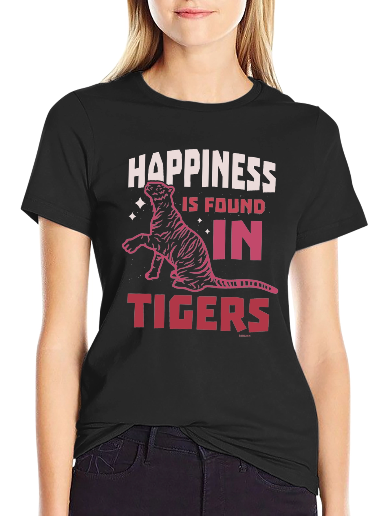 Black Happiness Tiger Graphic Tee - Soft Cotton Blend view 2