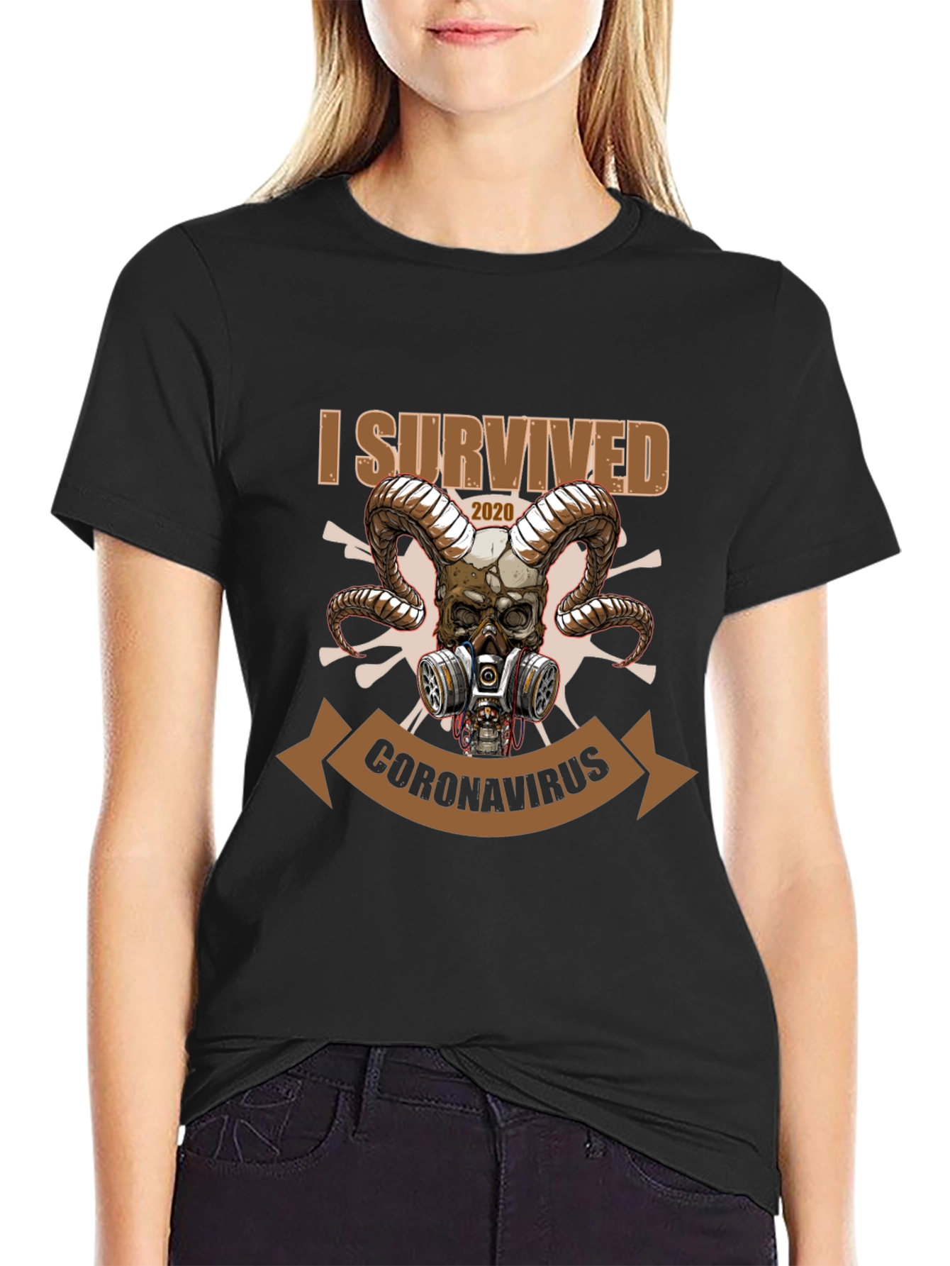 Black I Survived Coronavirus T-Shirt view 2
