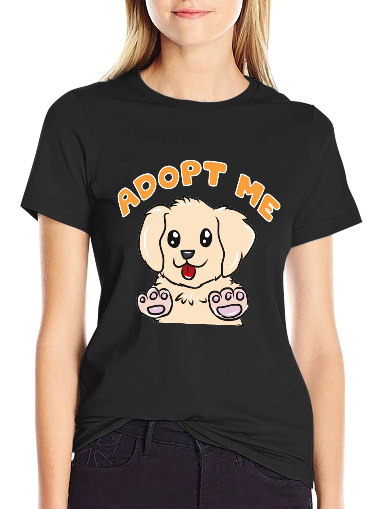 Black Adopt Me Puppy T-Shirt - Cute Dog Graphic Tee view 2