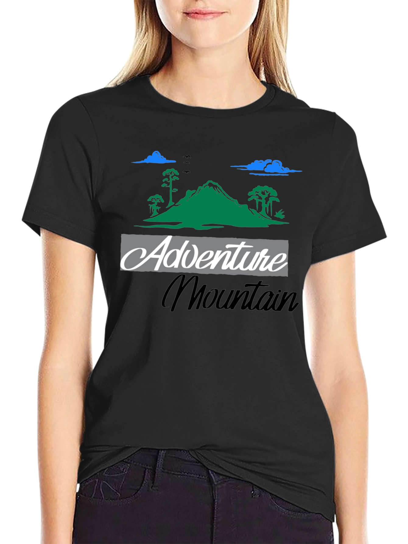 Black Adventure Mountain Graphic Tee - Black T-Shirt view 2