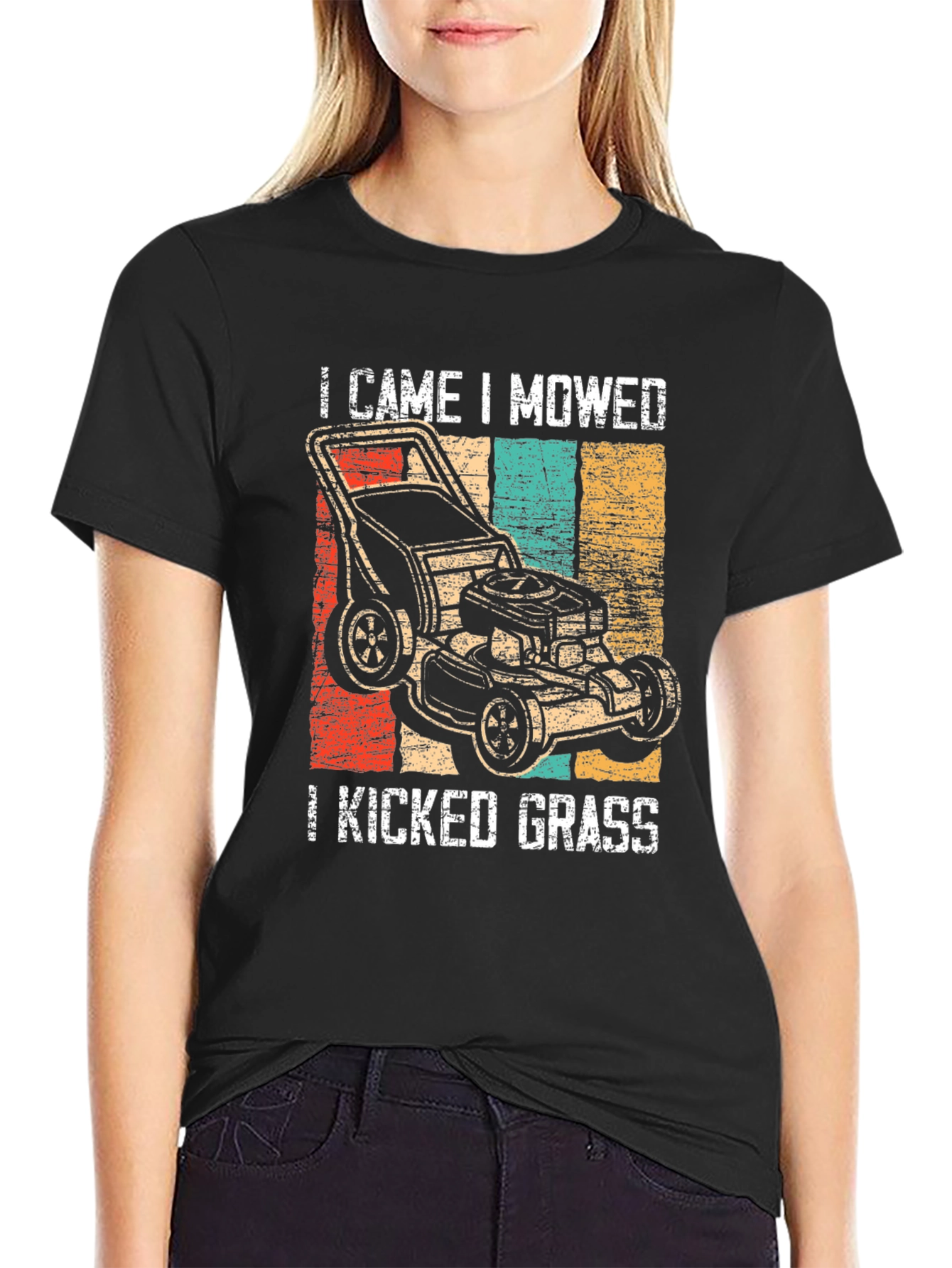 Black I Came I Mowed I Kicked Grass T-Shirt view 2