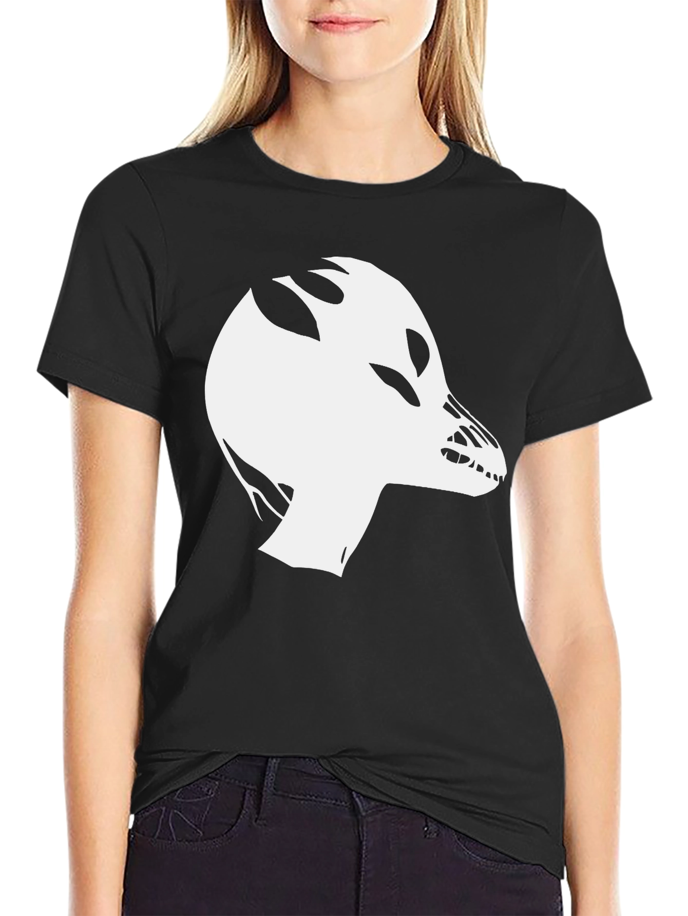 Black Abstract Creature Graphic Tee - Black view 2
