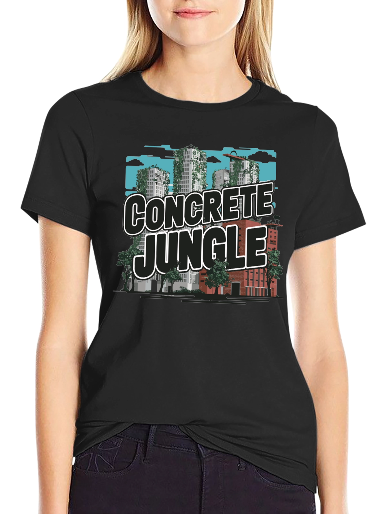 Black Concrete Jungle Graphic Tee - Urban Style view 2