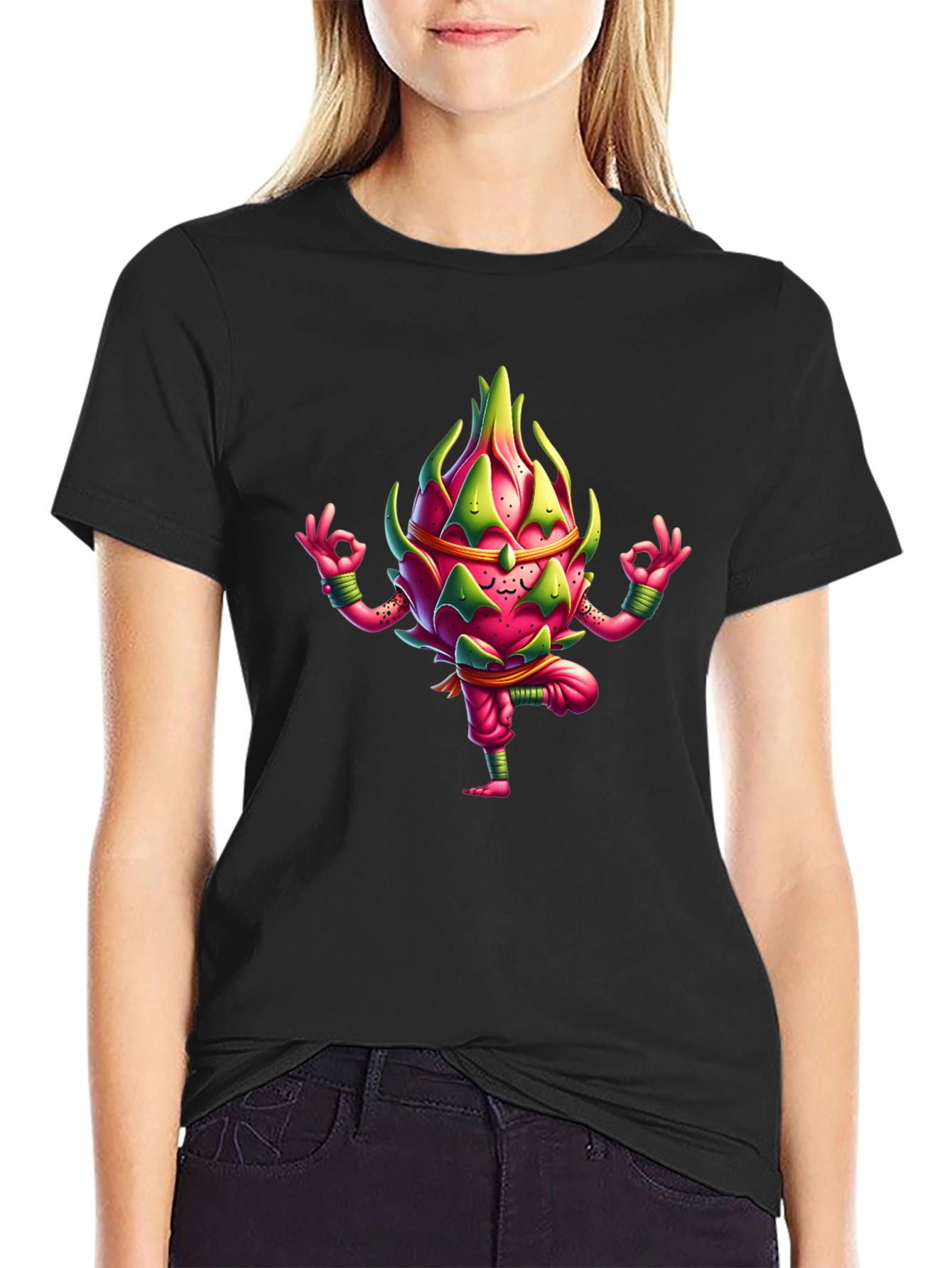 Black Dragon Fruit Yoga T-Shirt - Meditate in Style! view 2