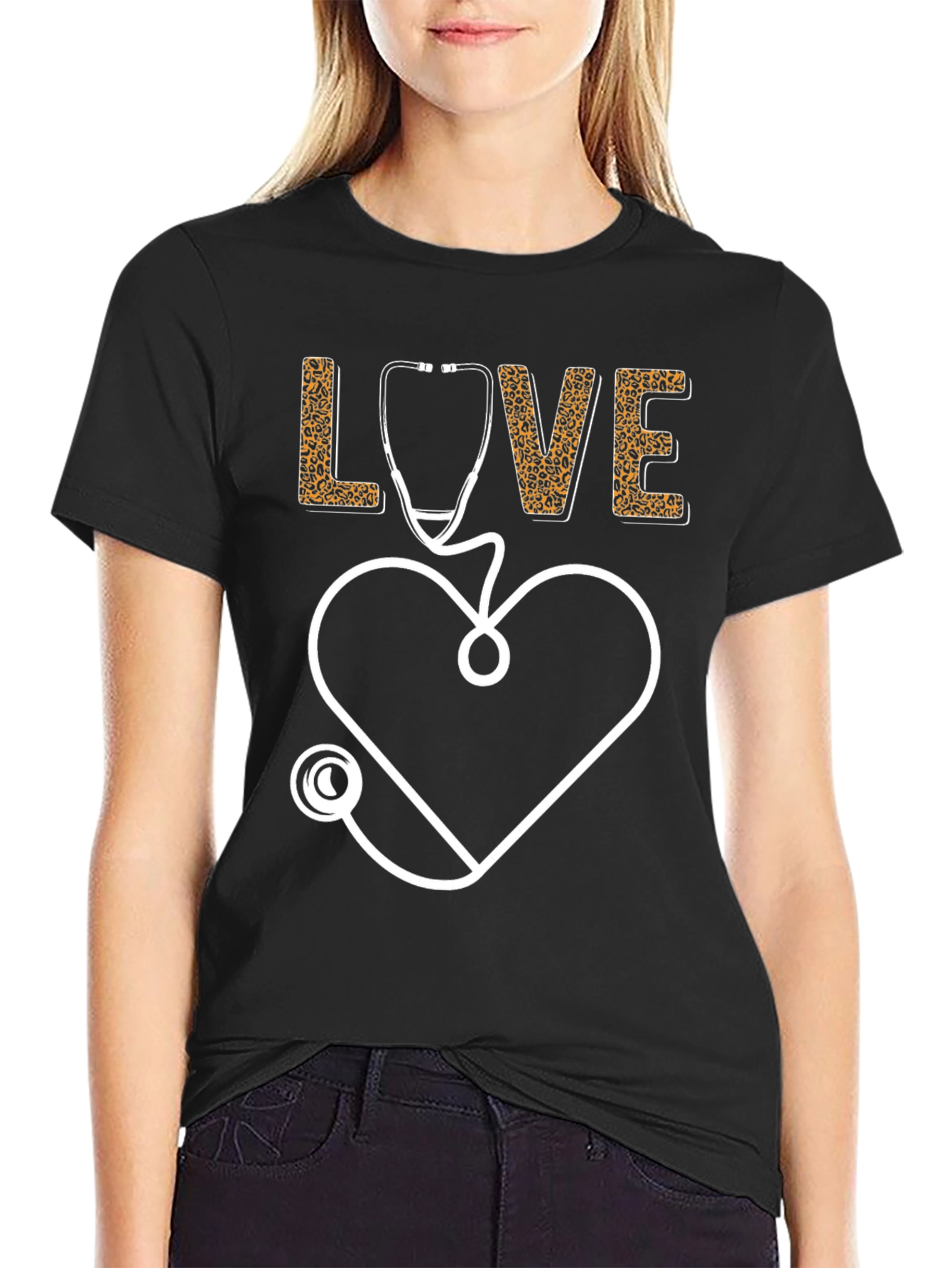 Black Love Stethoscope Graphic Tee - Nurse/Doctor Apparel view 2