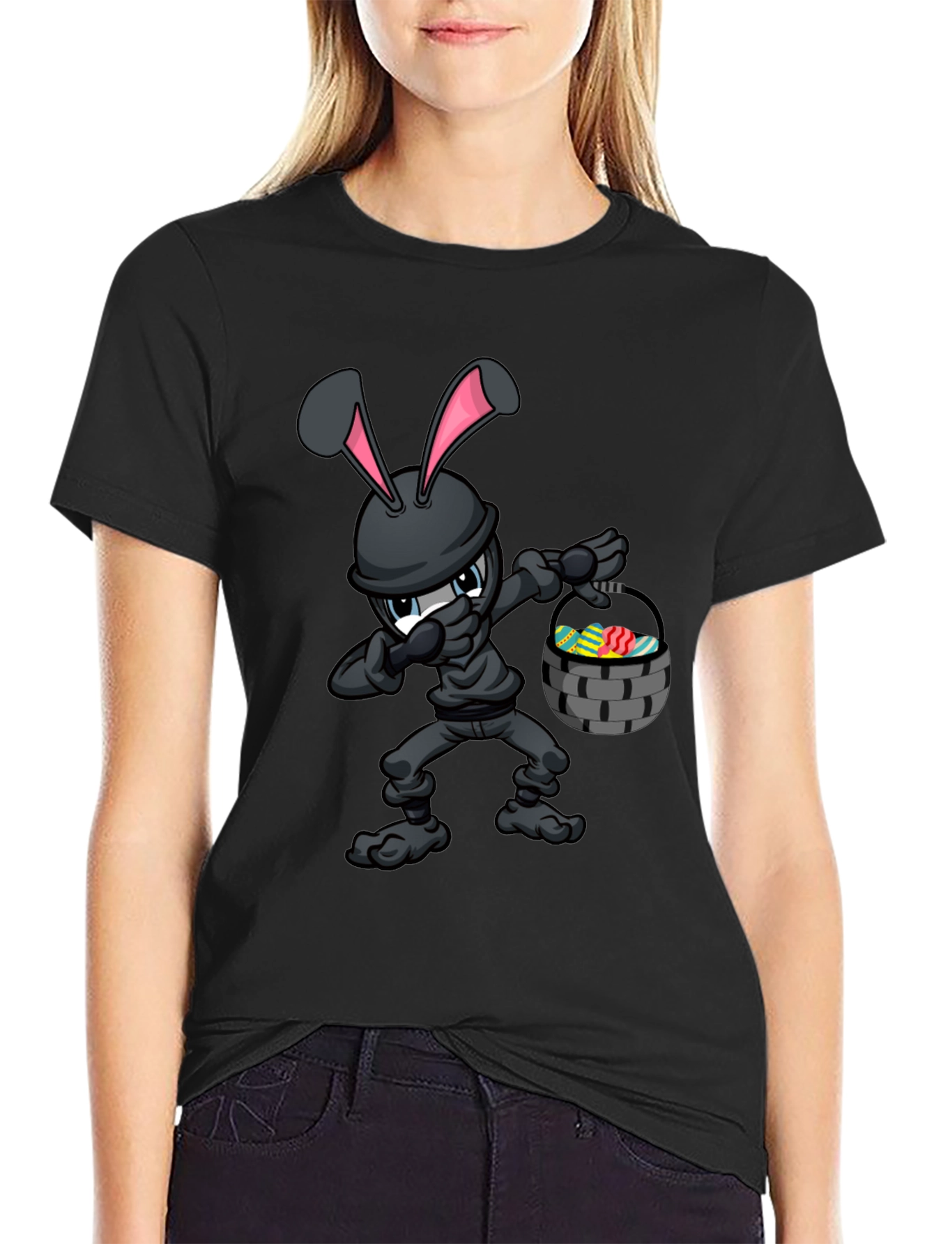 Black Ninja Easter Bunny T-Shirt view 2