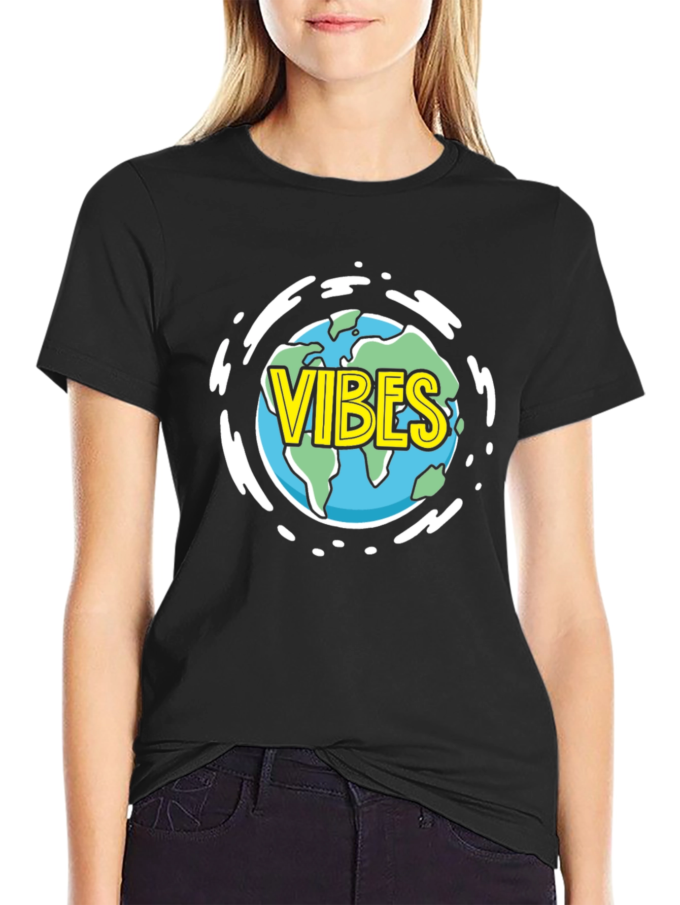 Black Vibes Earth Graphic T-Shirt - Black view 2