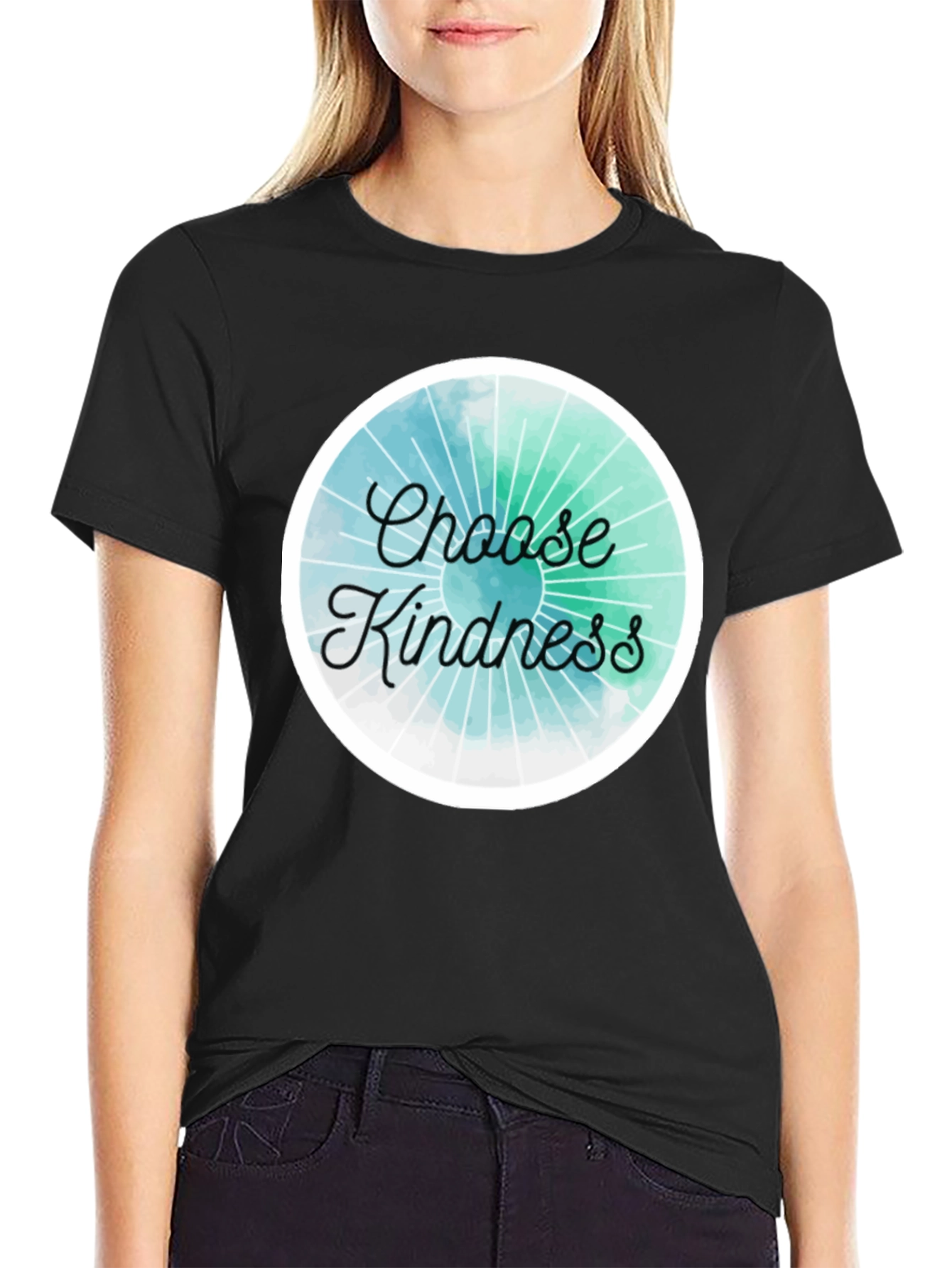 Black Choose Kindness Graphic Tee - Black Cotton Blend view 2