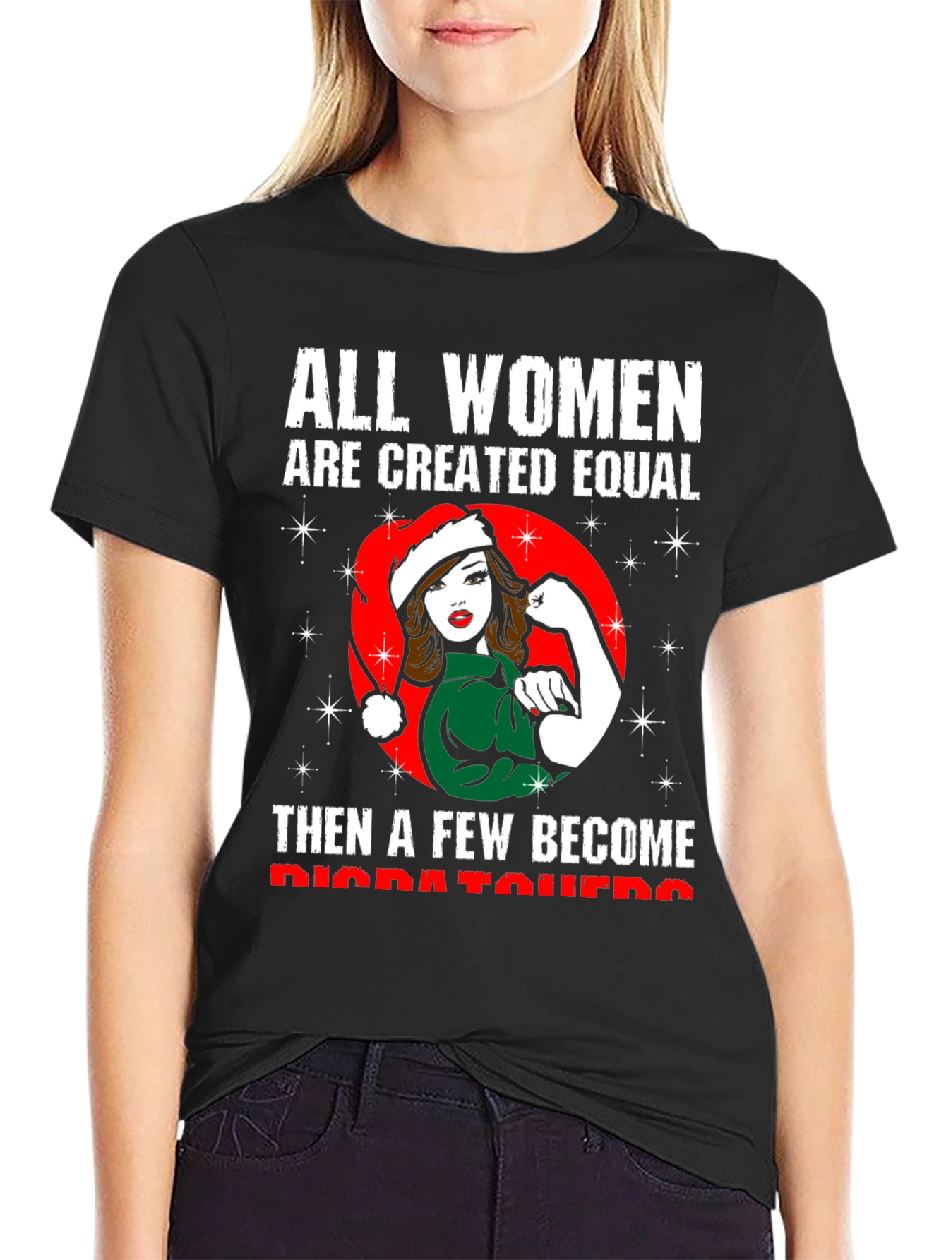 Black Feminist Christmas Dispatcher T-Shirt view 2