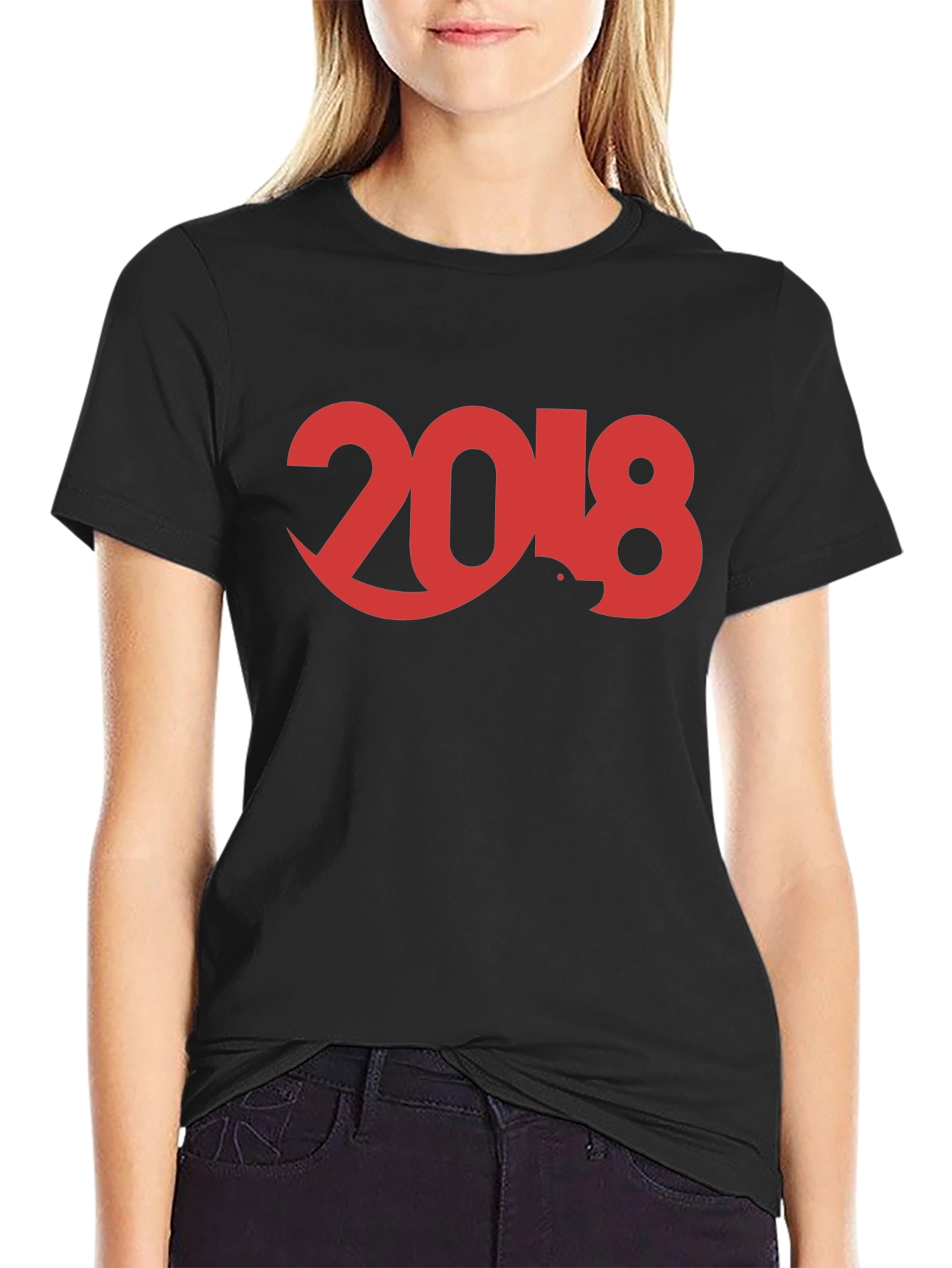 Black 2018 Graphic Tee - Black Crew Neck T-Shirt view 2