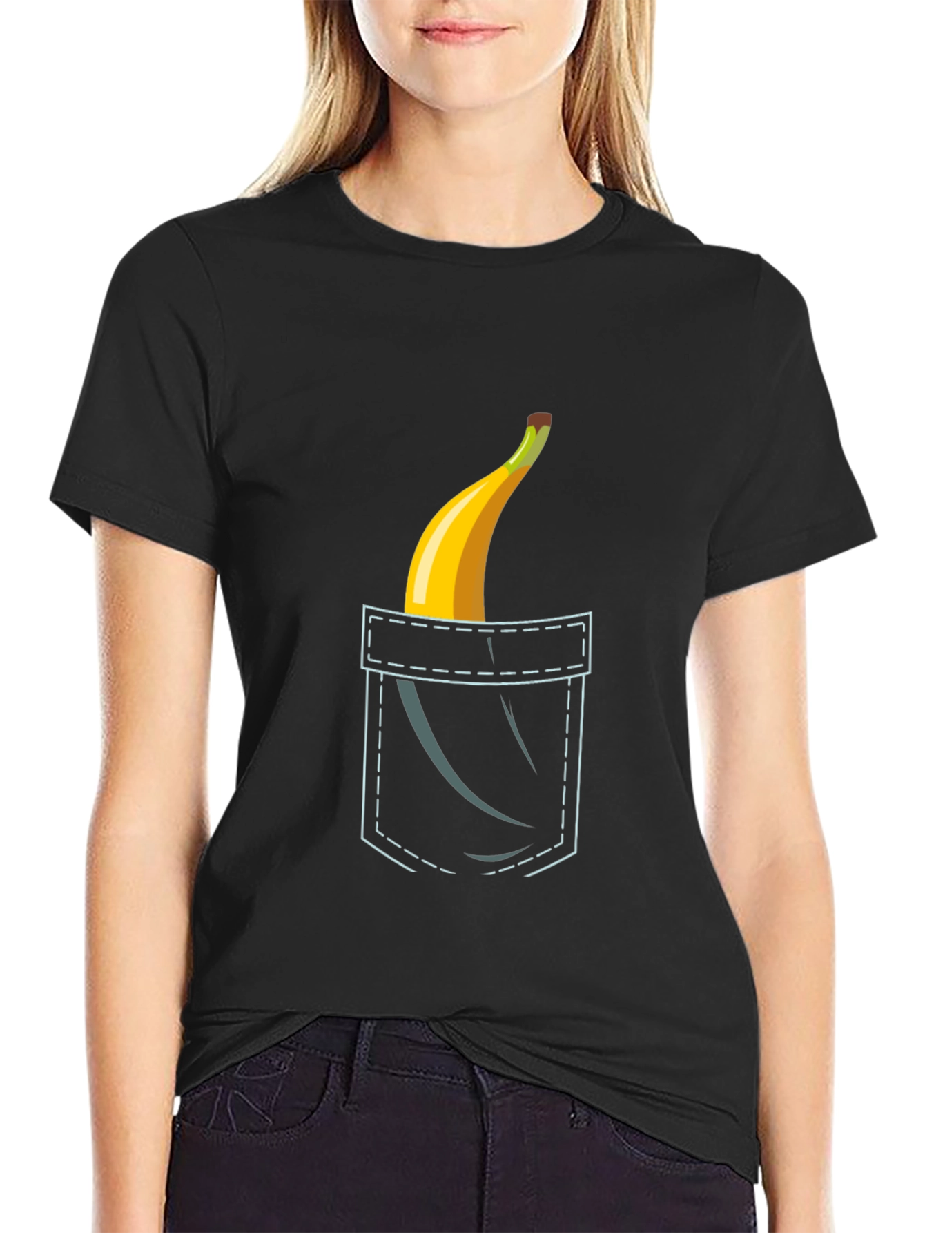 Black Banana Pocket Graphic Tee - Funny Novelty Shirt view 2