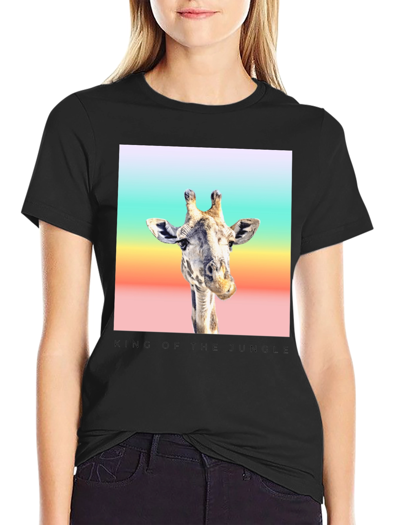 Black King of the Jungle Giraffe T-Shirt view 2