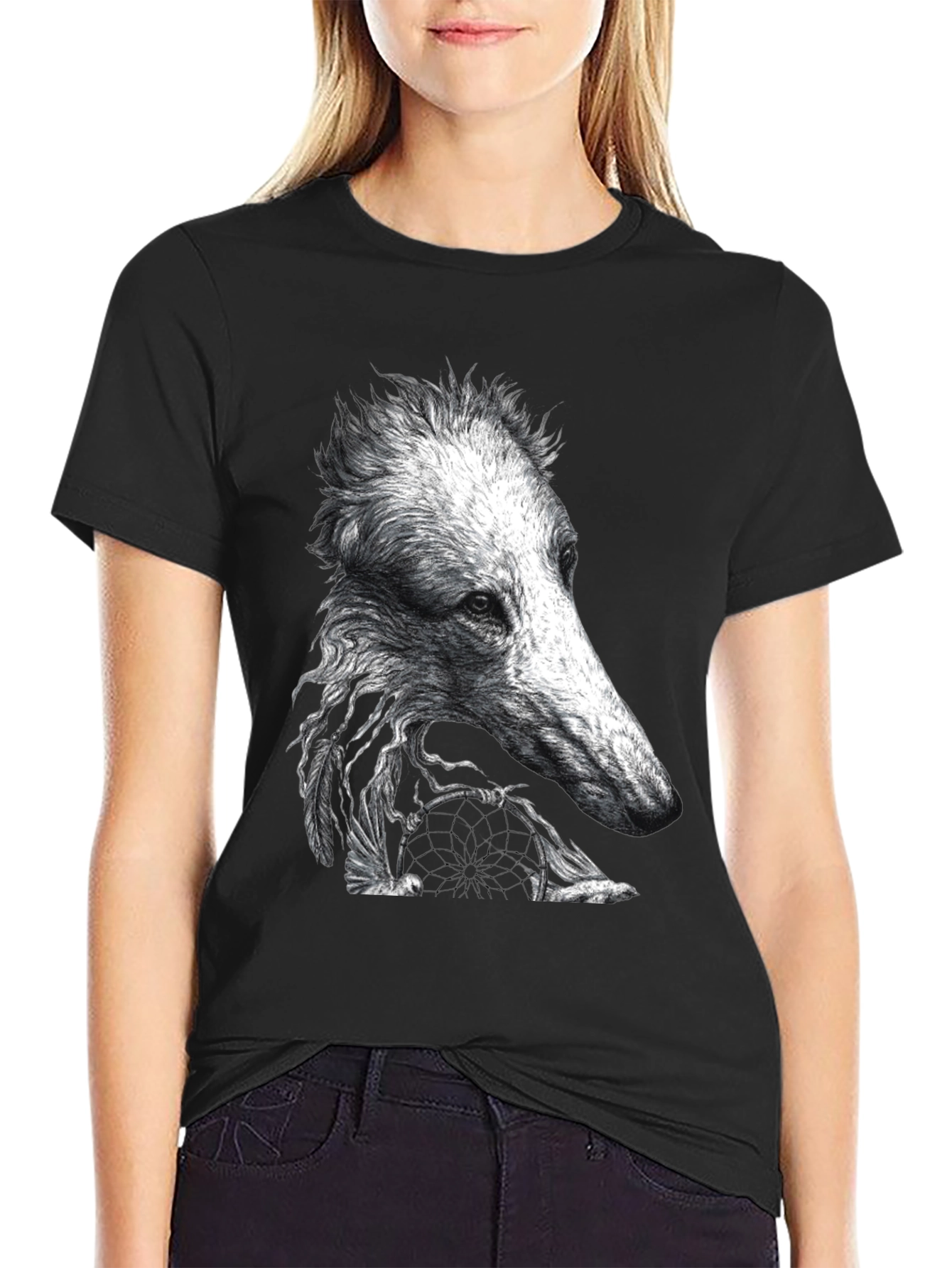 Black Unique Dog Design Black T-Shirt view 2