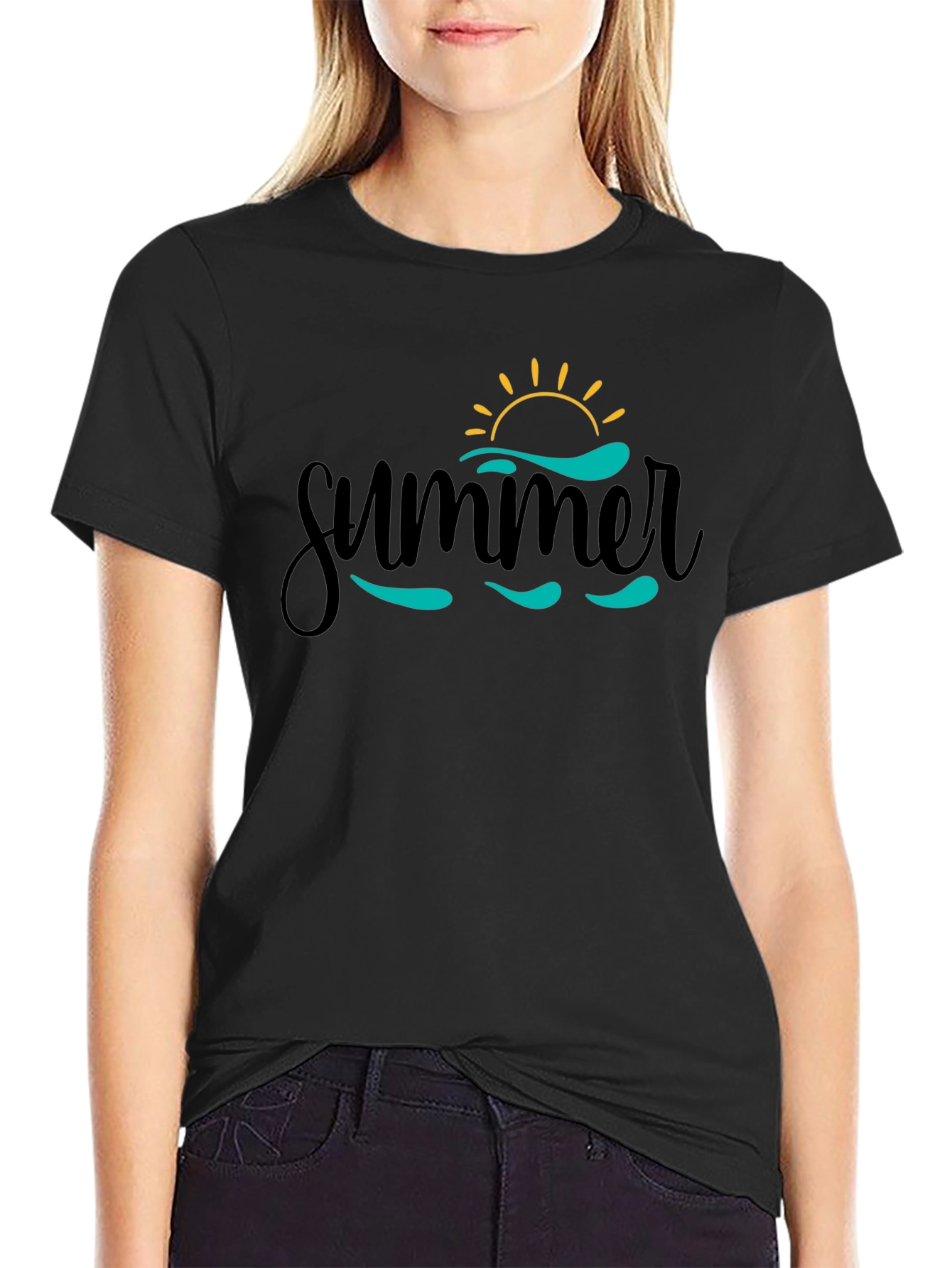 Black Summer Vibes Graphic Tee - Black view 2