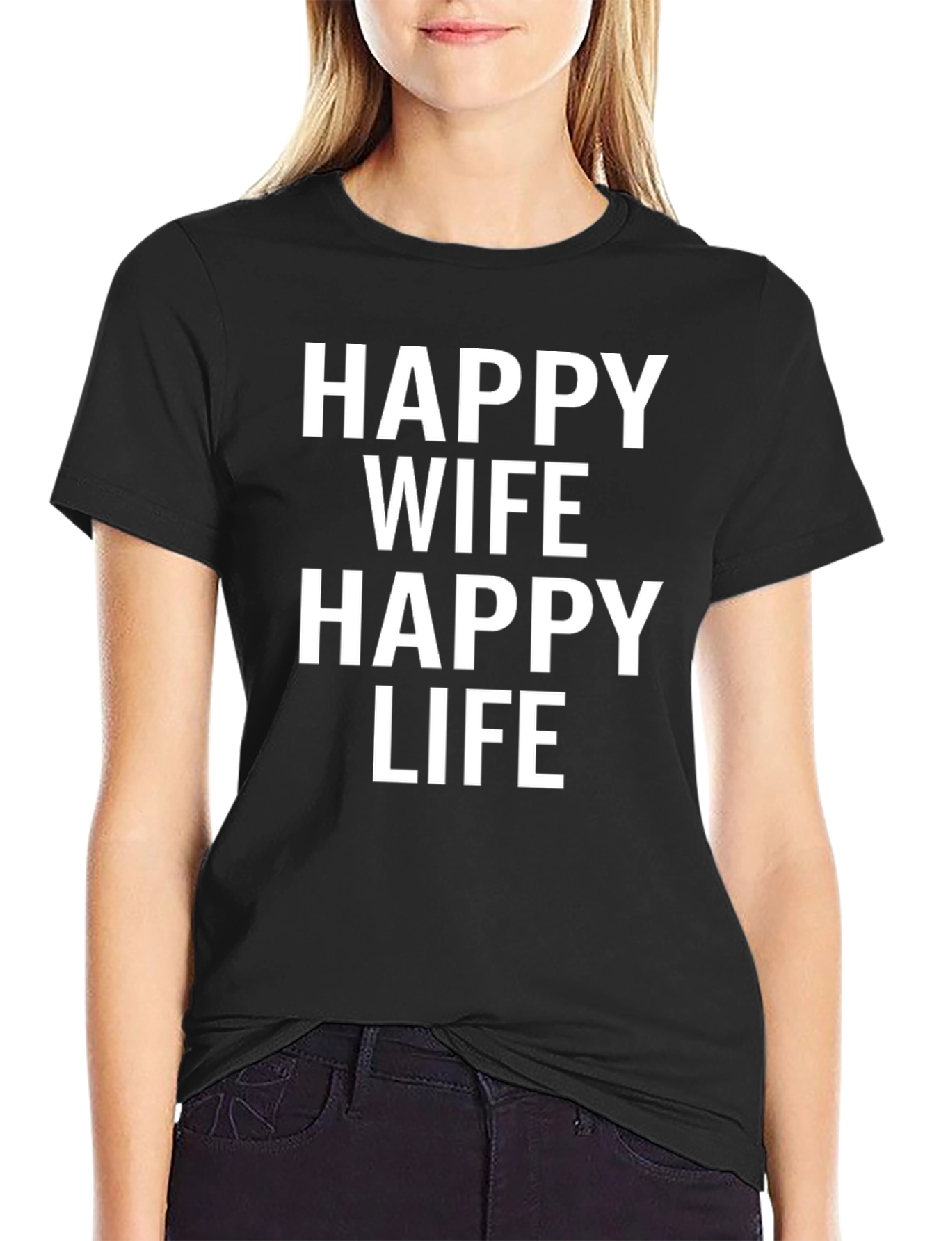 Black Happy Wife Happy Life Graphic Tee view 2