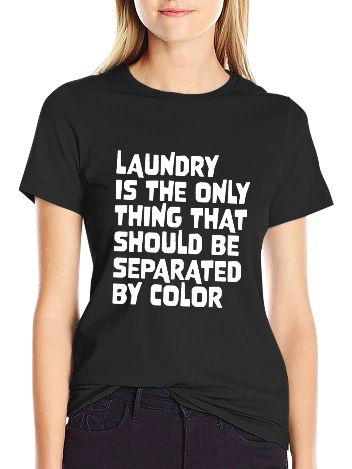 Black Laundry Humor T-Shirt - Separate by Color view 2