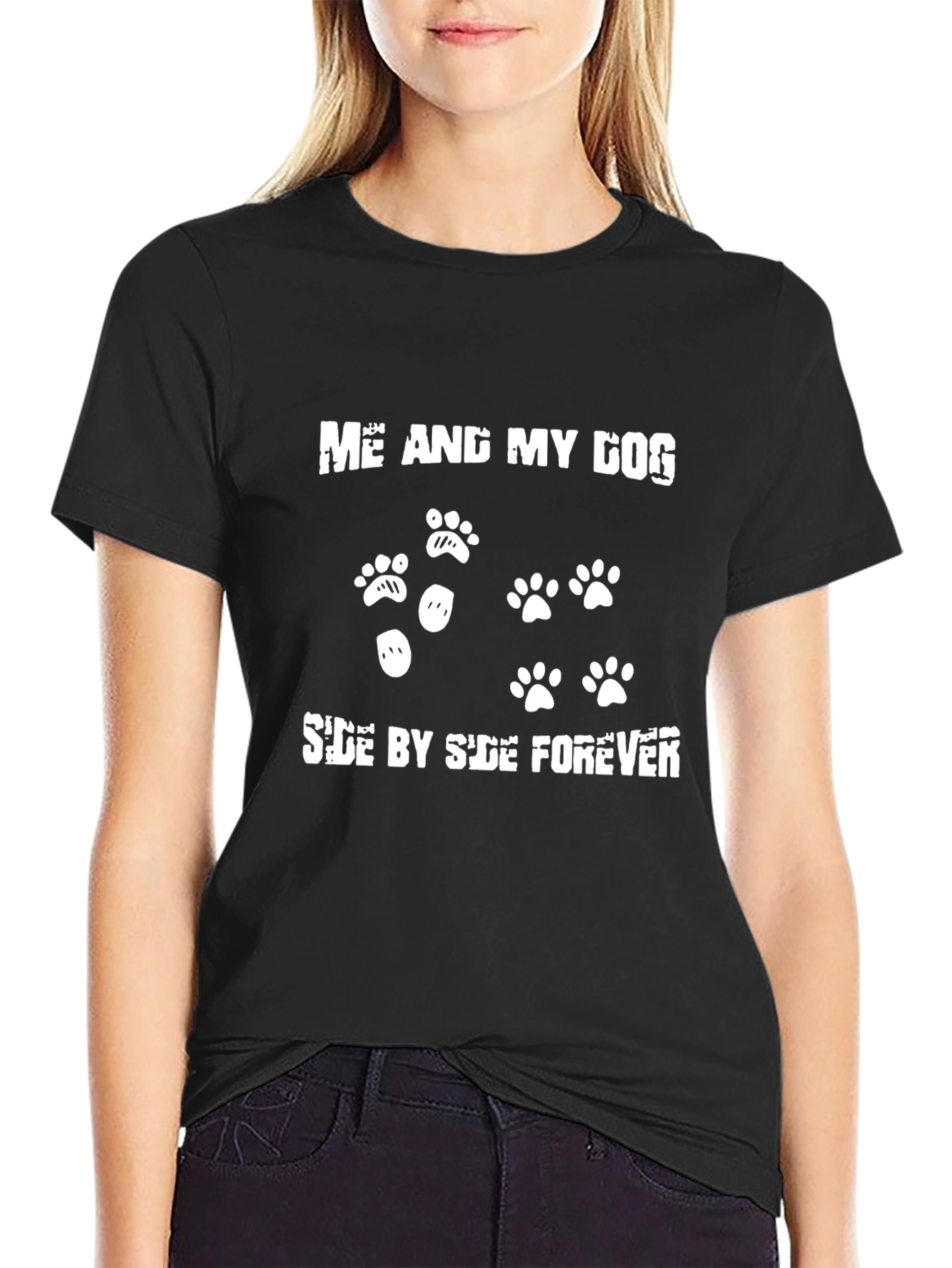 Black Me and My Dog Side by Side Forever T-Shirt view 2