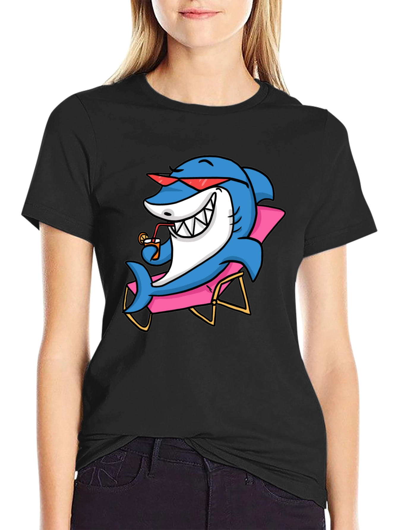Black Cool Shark T-Shirt - Vacation Vibes view 2