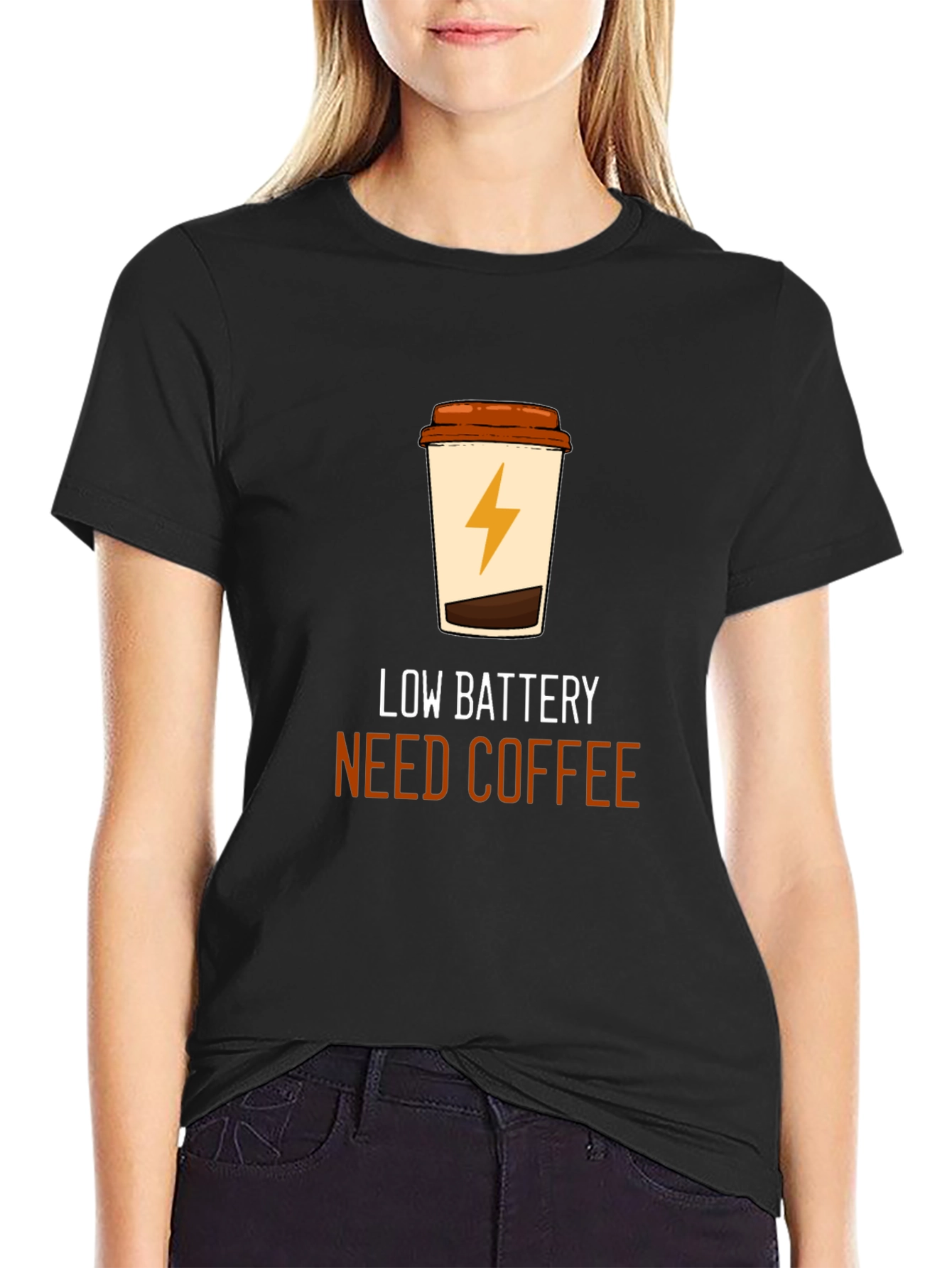 Black Low Battery Coffee T-Shirt - Black Graphic Tee view 2