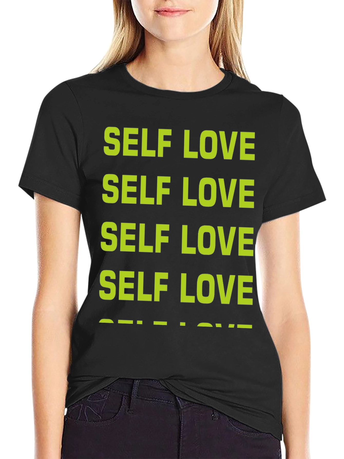 Black Self Love T-Shirt - Positive Message Tee view 2