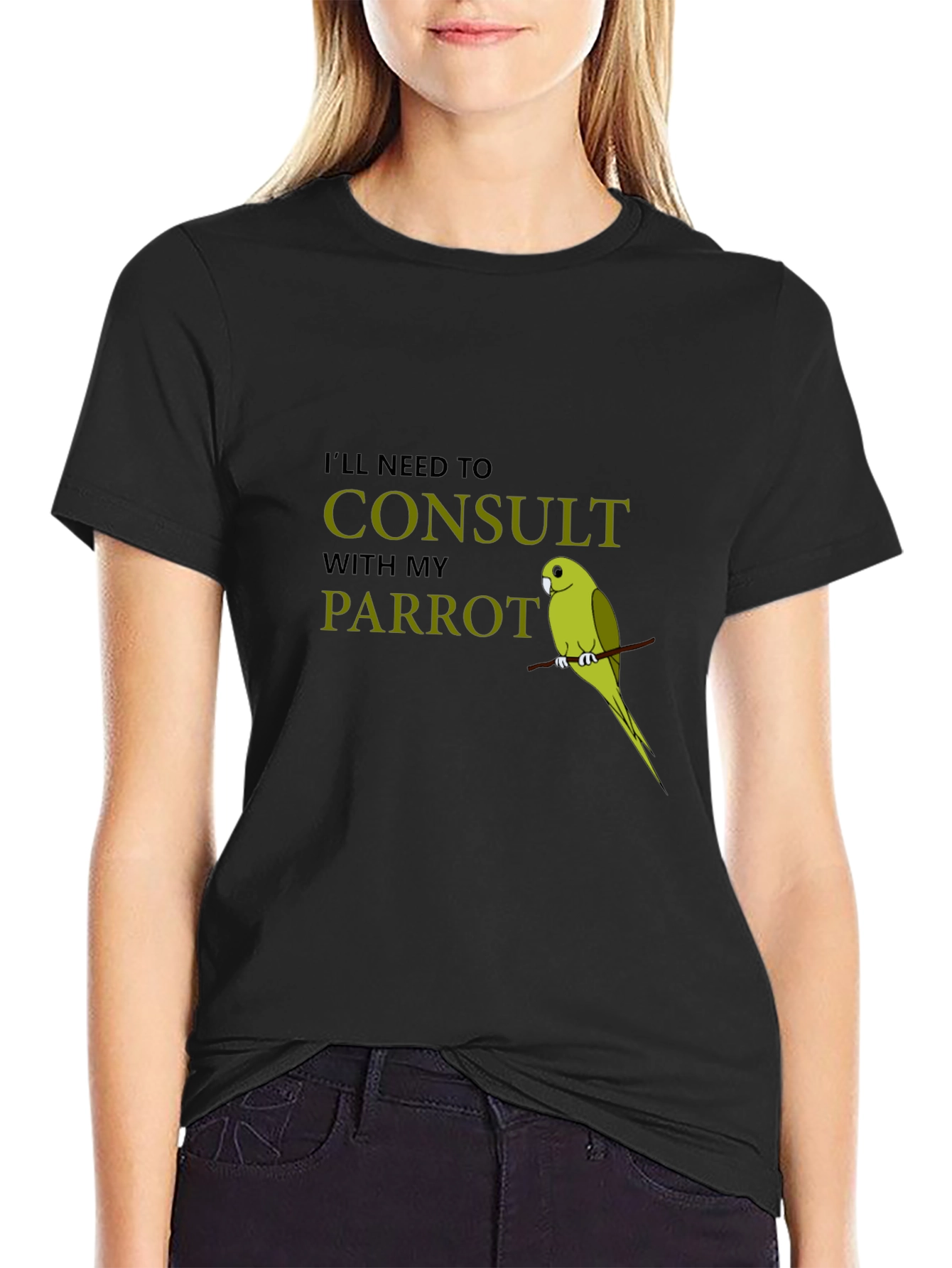 Black Consult My Parrot T-Shirt - Funny Bird Lover Tee view 2