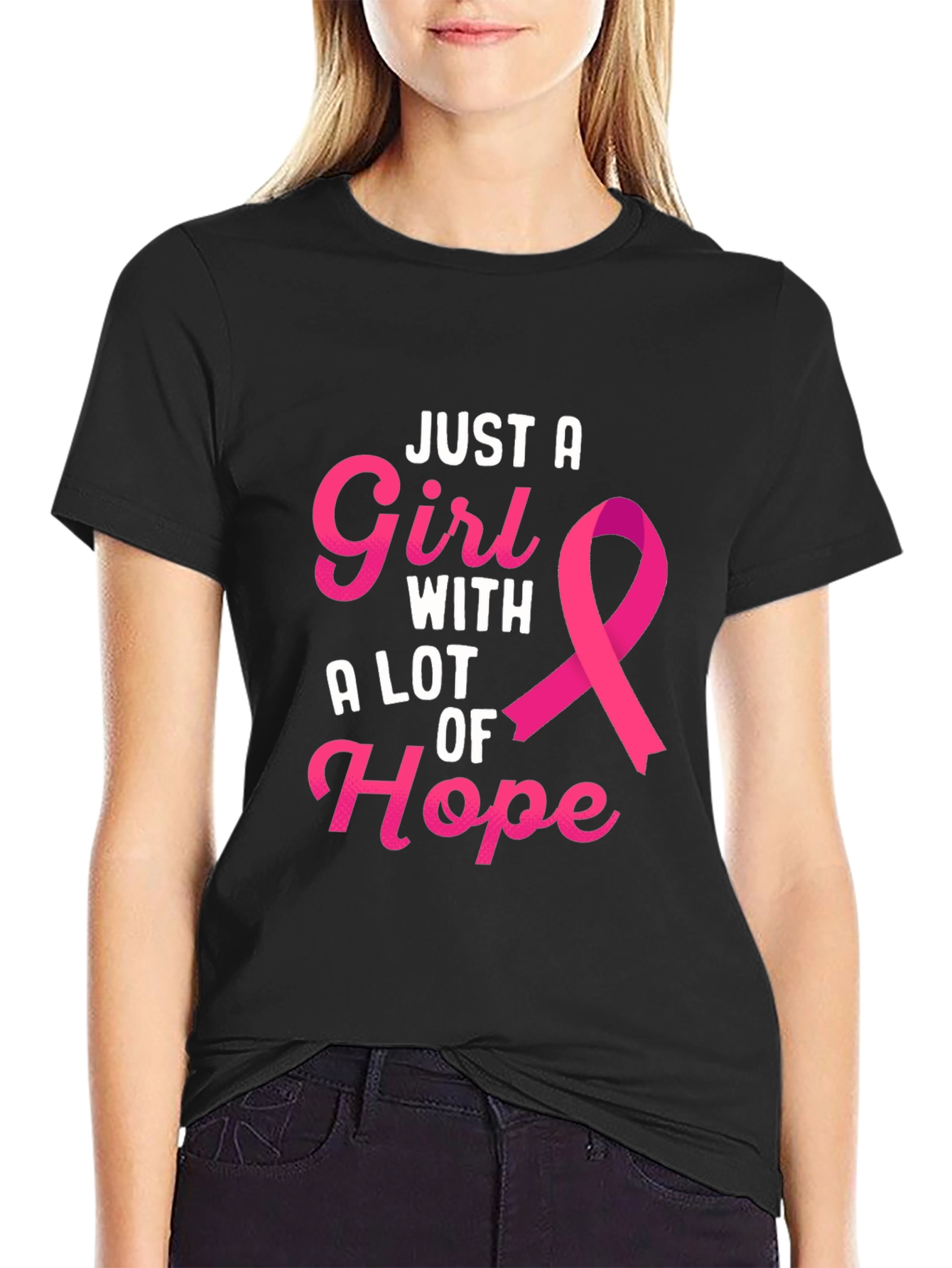 Black Just A Girl With A Lot of Hope T-Shirt view 2