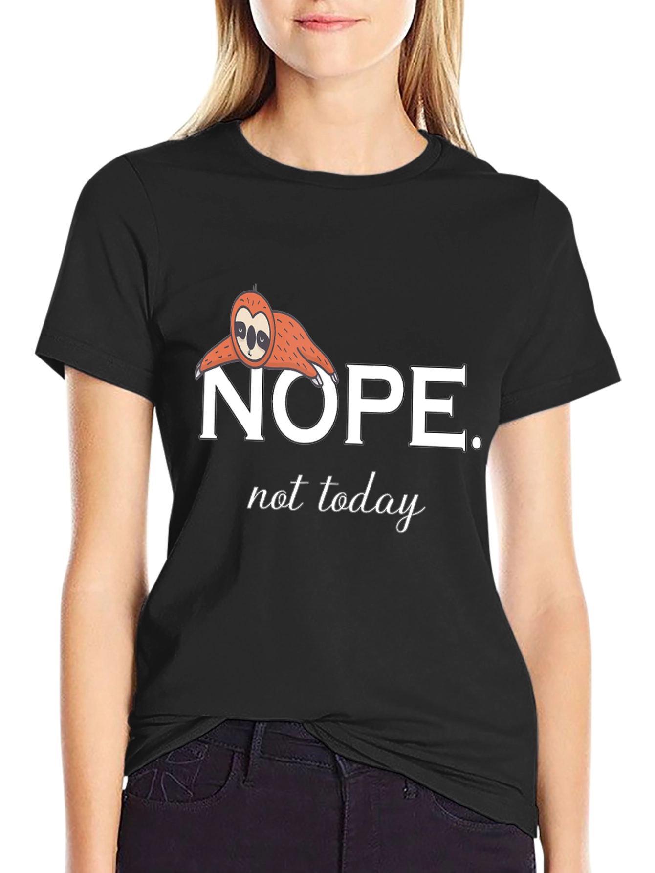Black Nope, Not Today Sloth Graphic Tee view 2