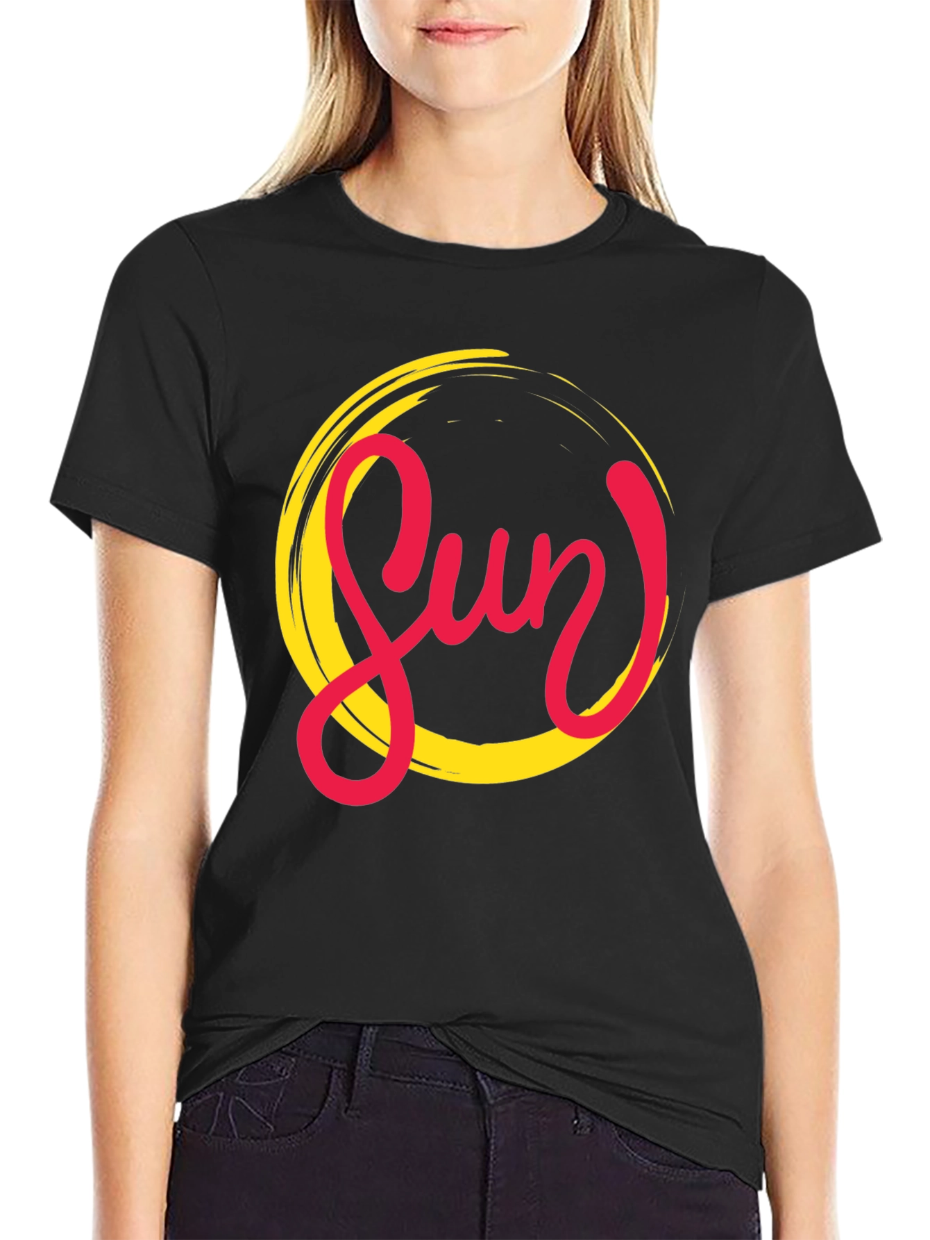 Black Stylish Sun Graphic Black T-Shirt for Men view 2