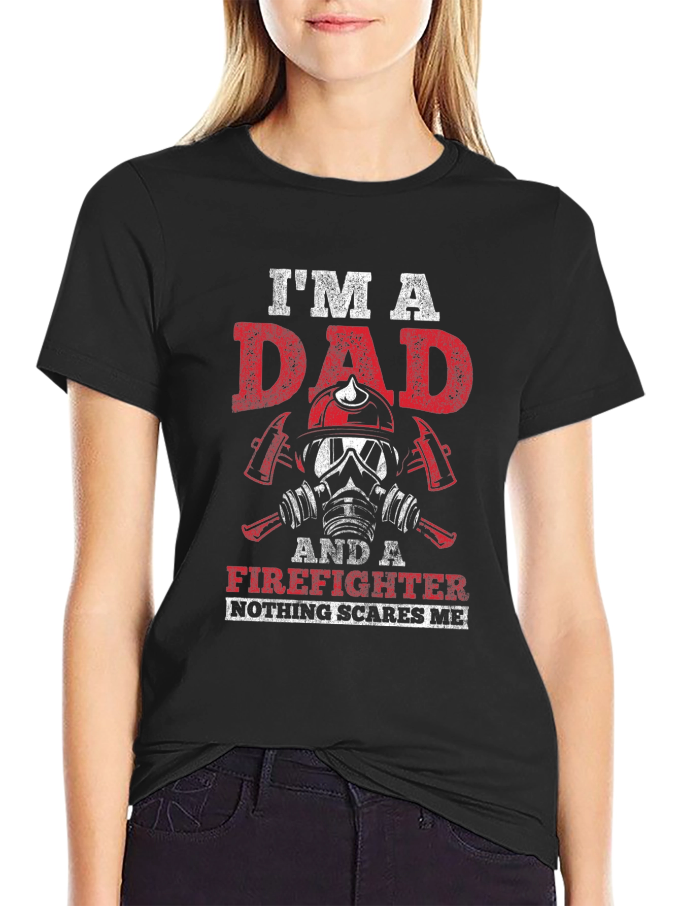 Black I'm A Dad Firefighter T-Shirt view 2