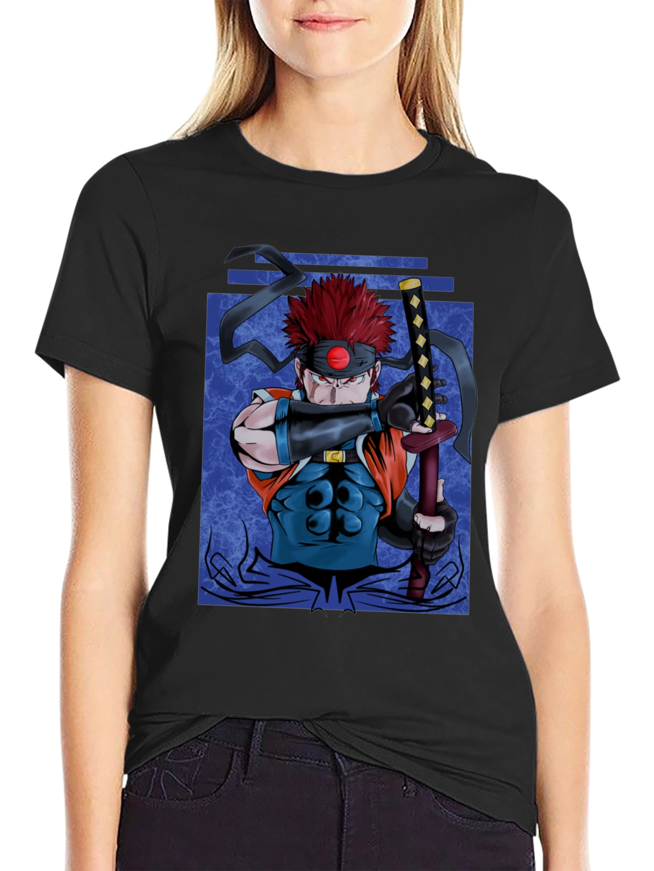 Black Samurai Warrior Graphic Black T-Shirt view 2