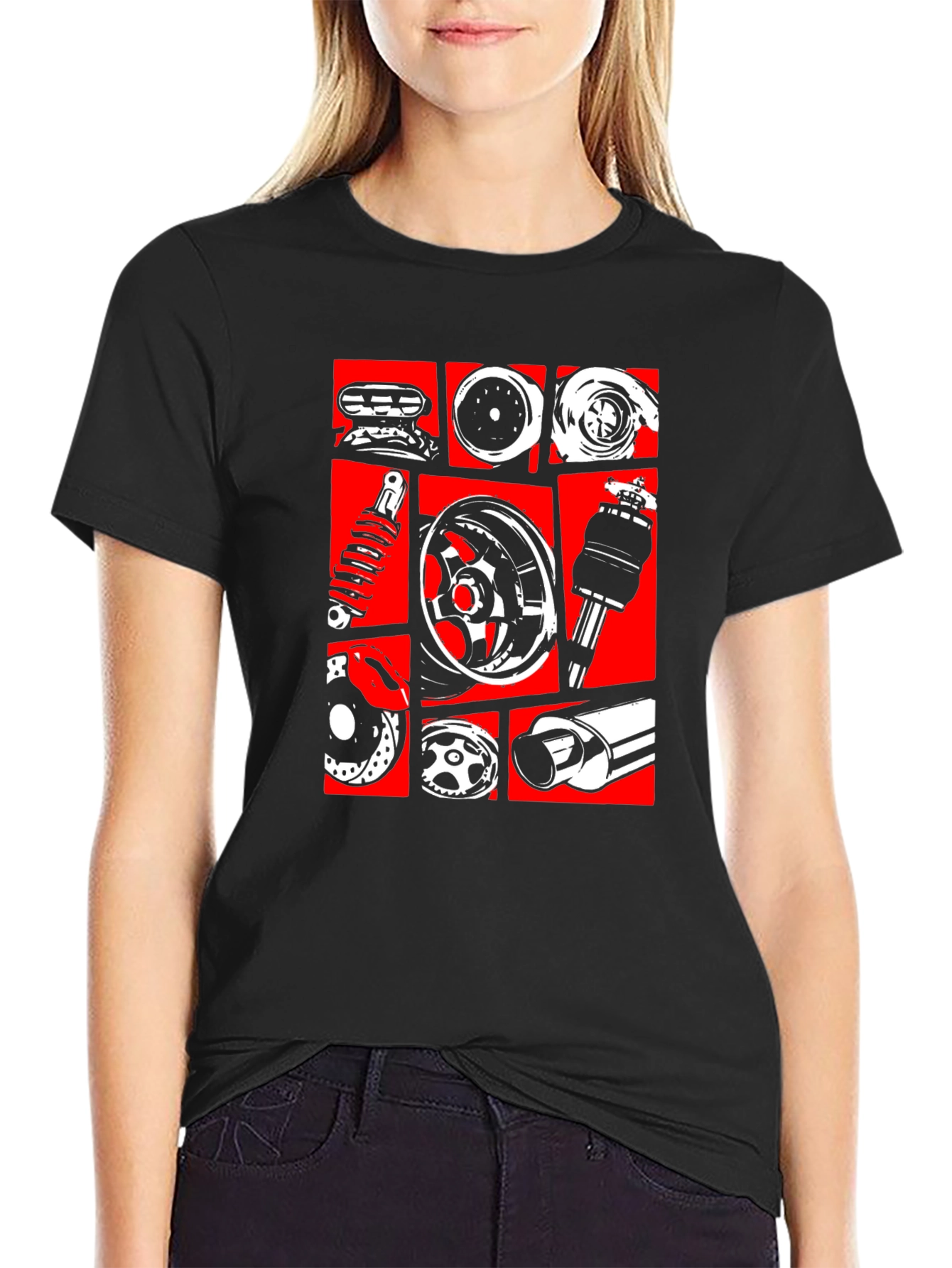 Black Car Parts Graphic Tee - Black view 2