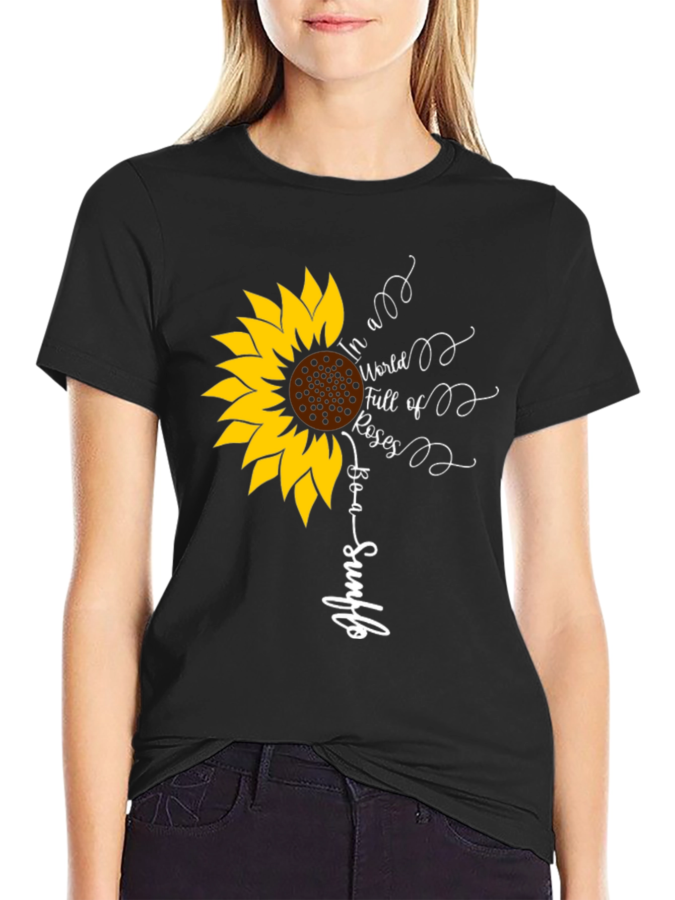 Black Sunflower Graphic Tee - Be a Sunflower view 2