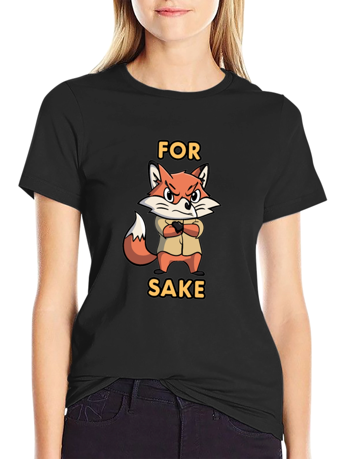Black For Fox Sake Funny Graphic T-Shirt view 2