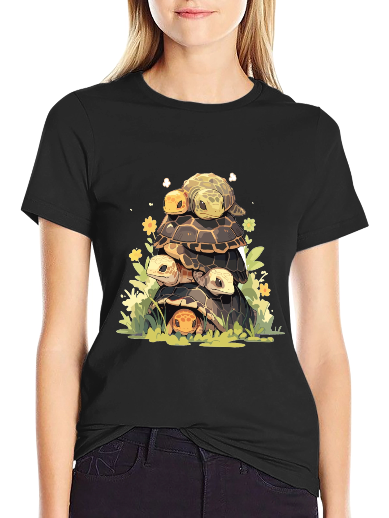 Black Turtle Tower Graphic Tee - Black view 2