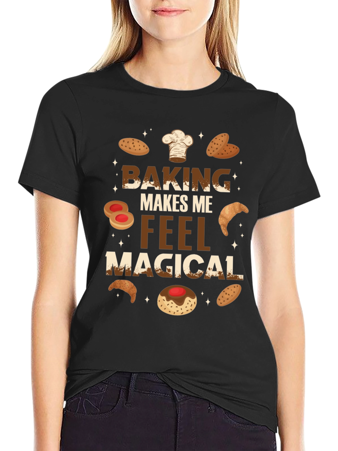 Black Baking Makes Me Feel Magical T-Shirt view 2