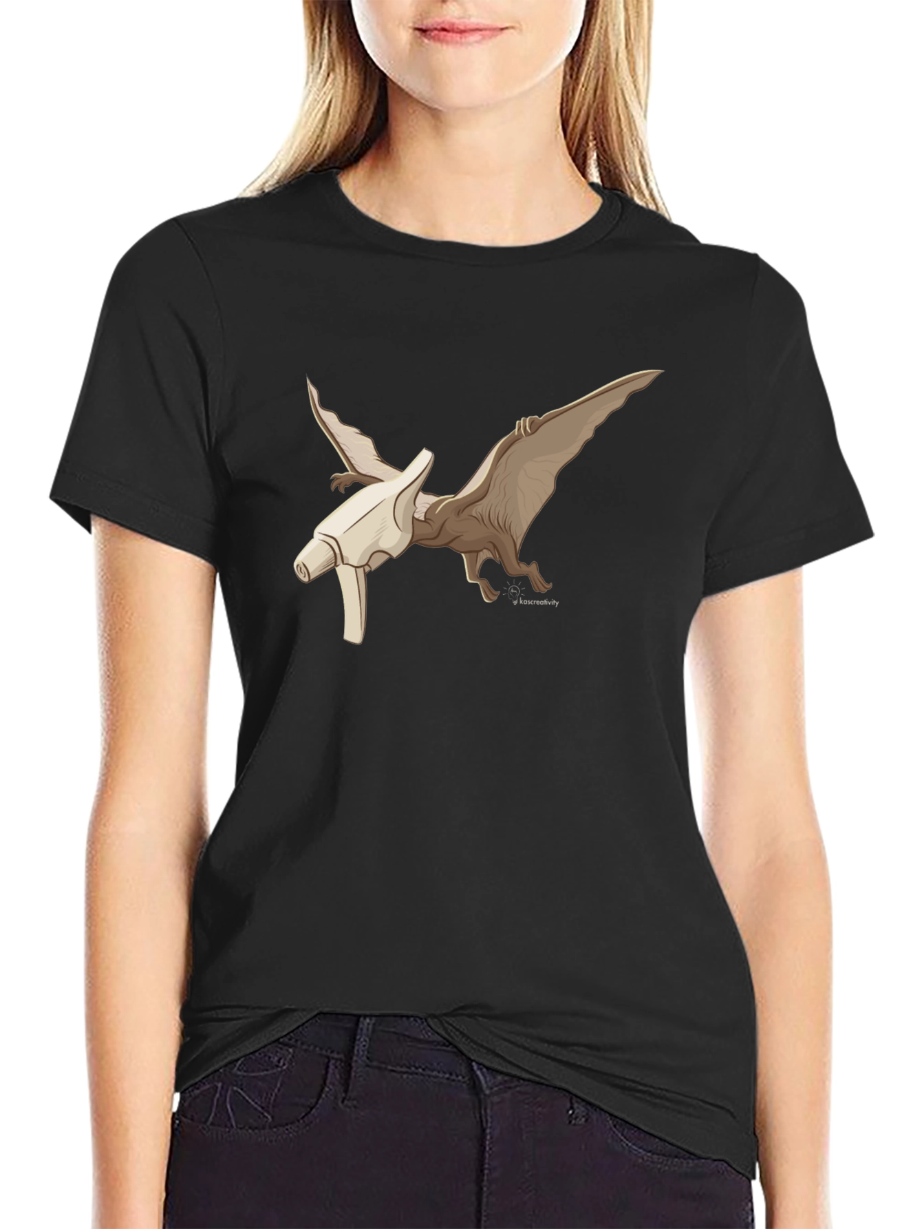 Black Pterodactyl Bone T-Shirt - Black Graphic Tee view 2