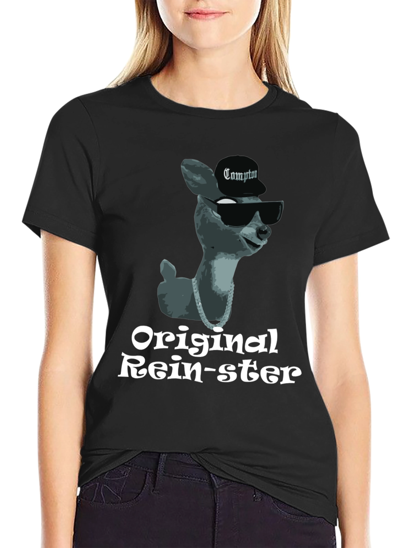 Black Original Rein-ster T-Shirt Compton Deer view 2
