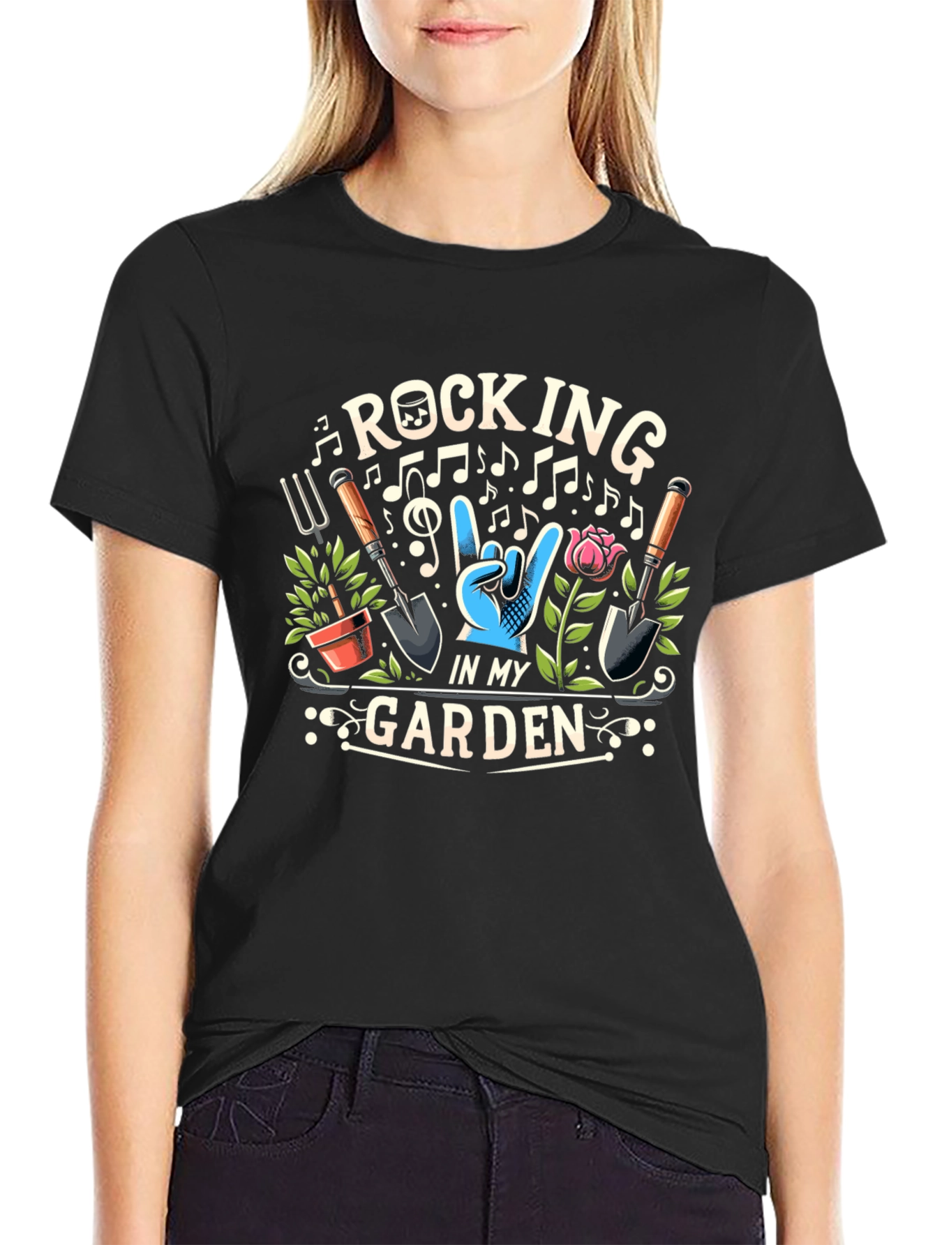 Black Rocking in My Garden T-Shirt view 2
