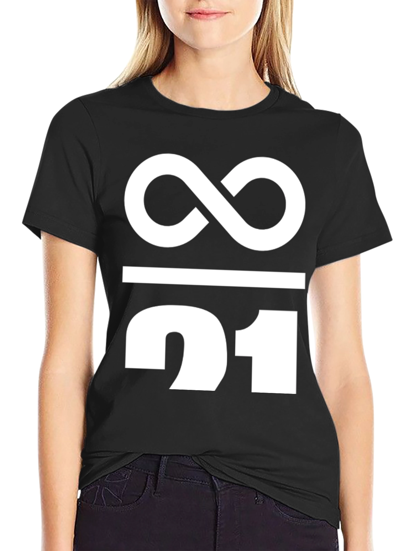 Black Infinity / 21 Graphic Tee - Black Cotton Blend view 2