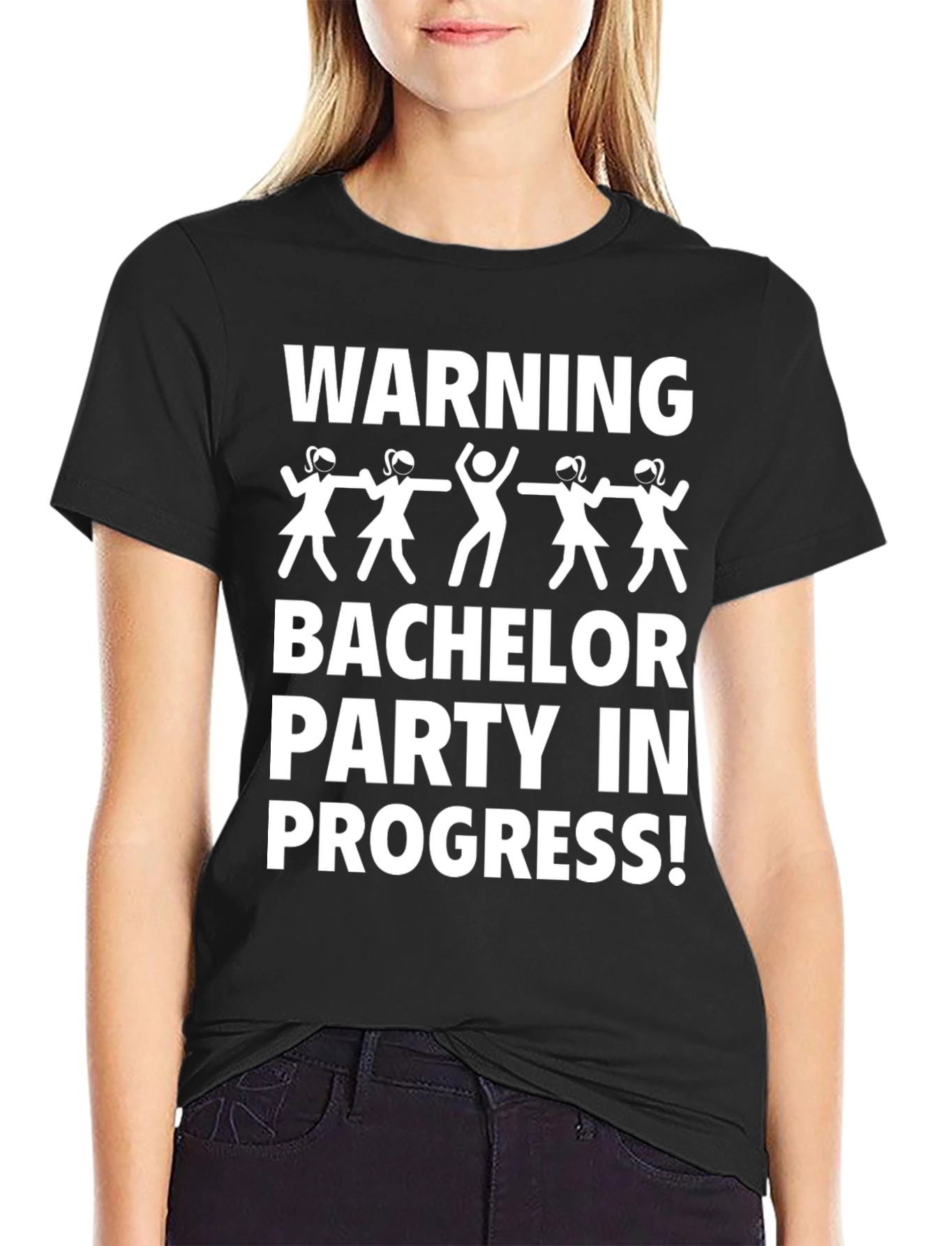 Black Bachelor Party Warning T-Shirt view 2