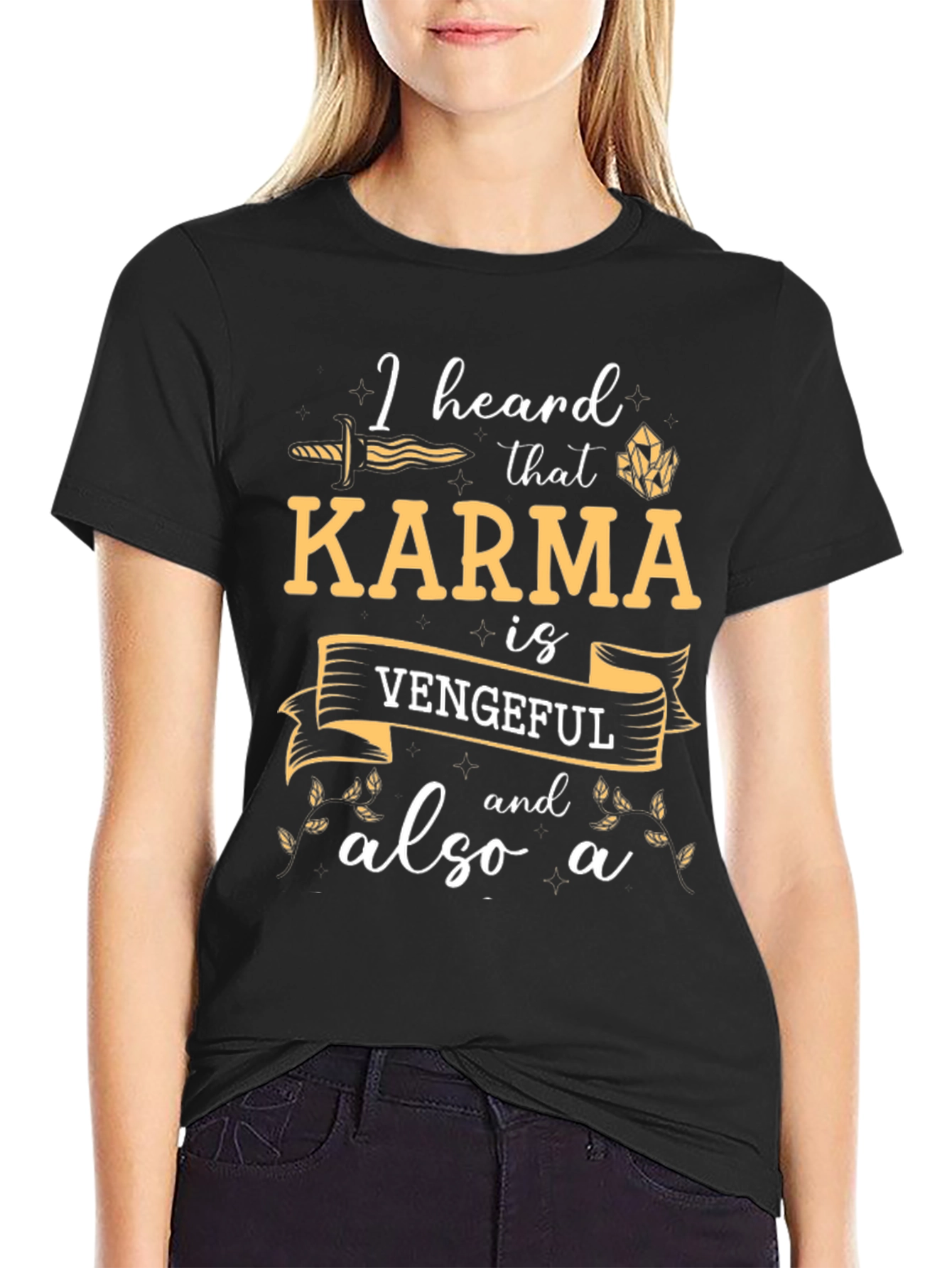 Black Karma is Vengeful T-Shirt - Funny Slogan Tee view 2