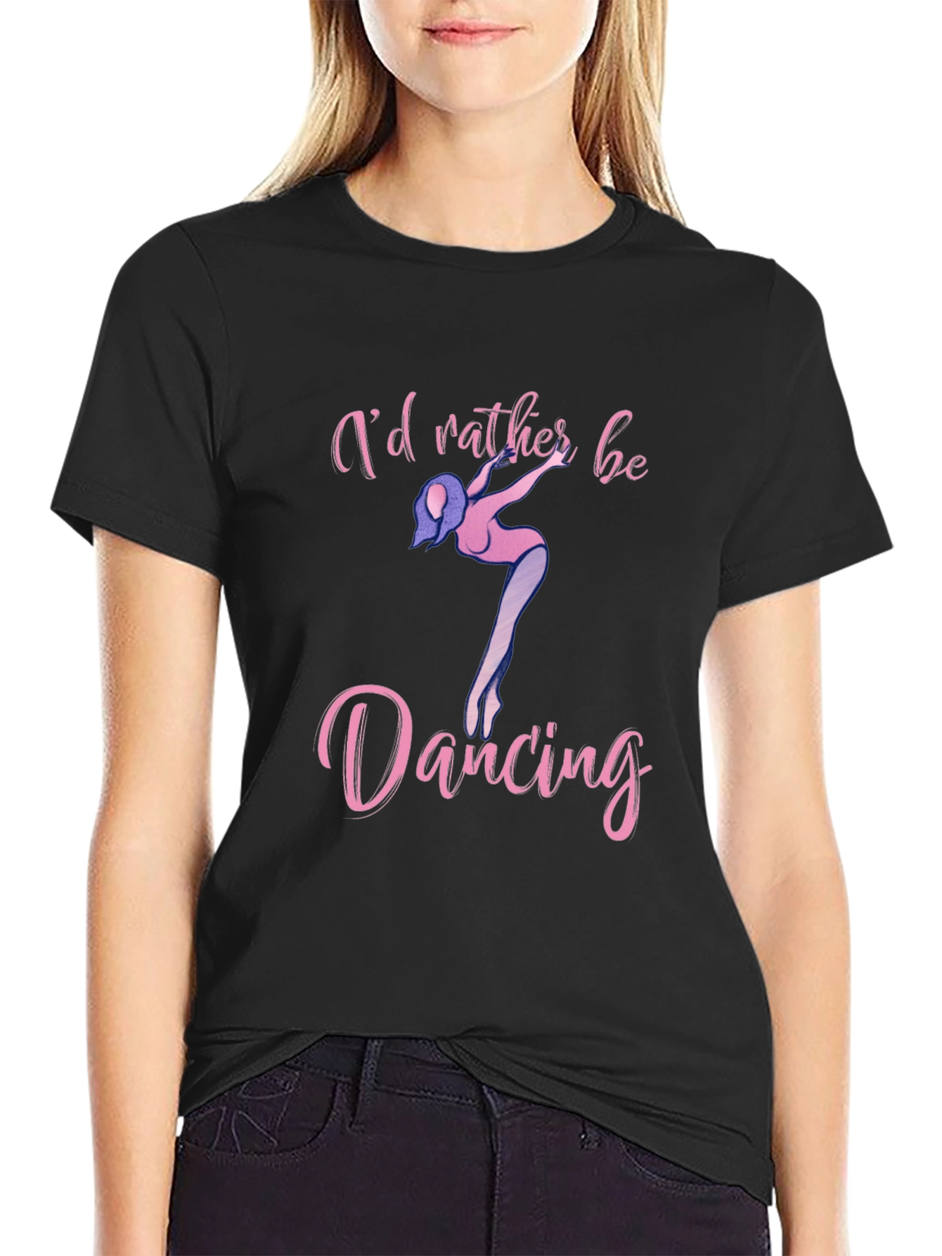 Black I'd Rather Be Dancing Black T-Shirt view 2